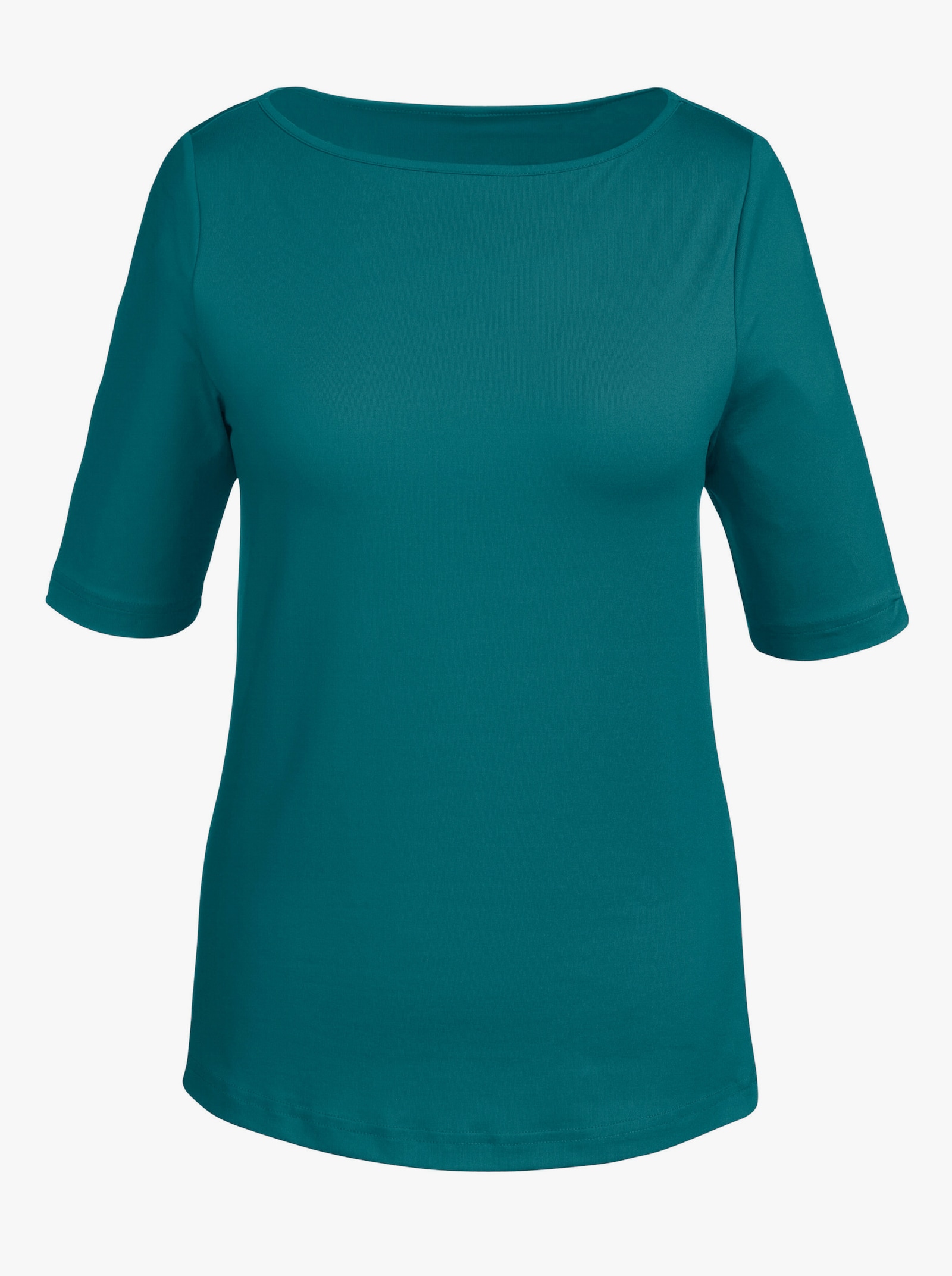 T-Shirt mit U-Boot-Ausschnitt - petrol