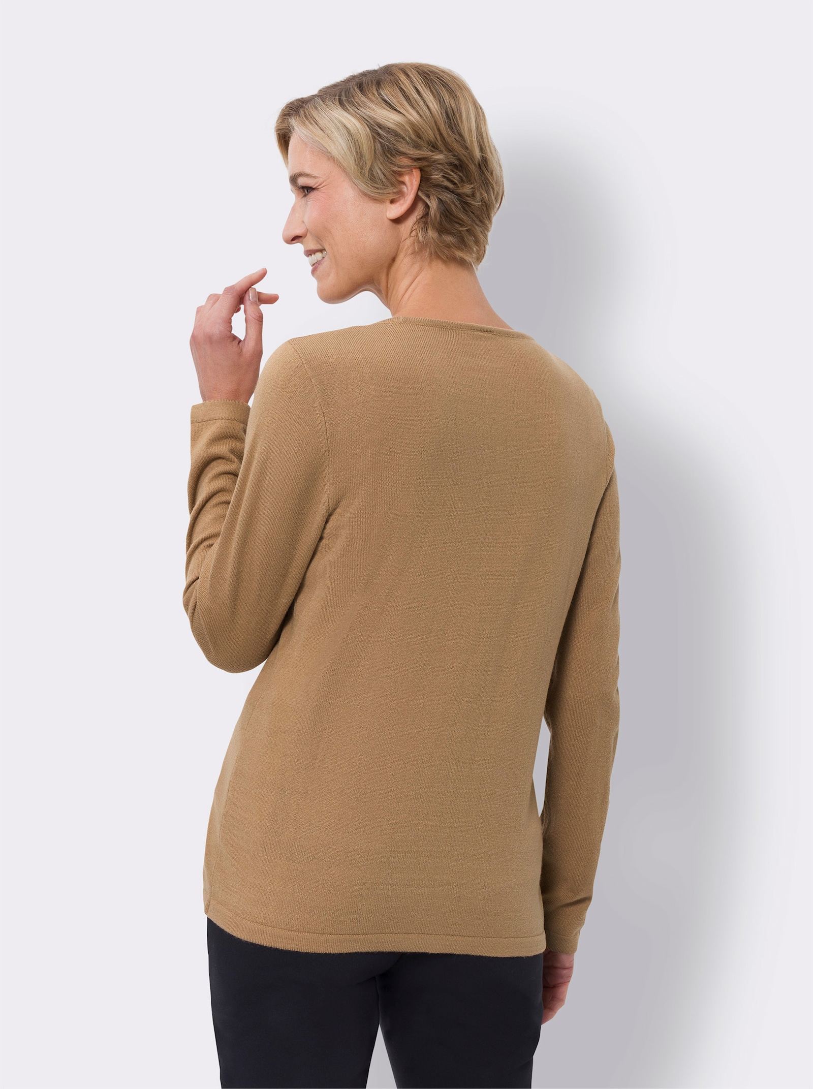 2-in-1-Pullover in Feinstrick-Qualität - camel-schwarz