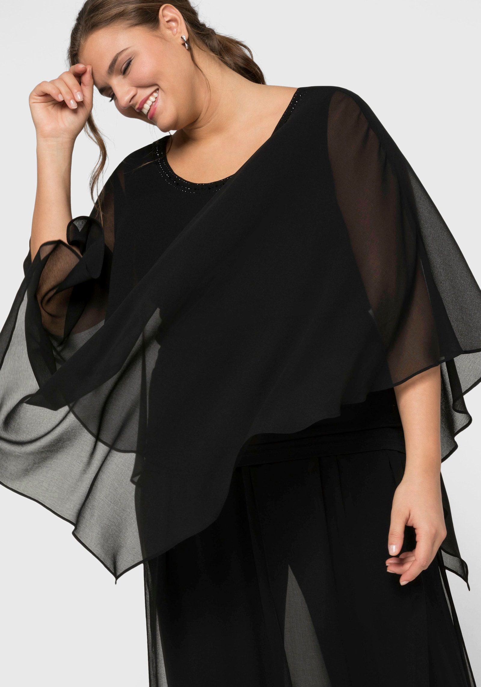 sheego Tunika in 2-in-1-Optik - schwarz