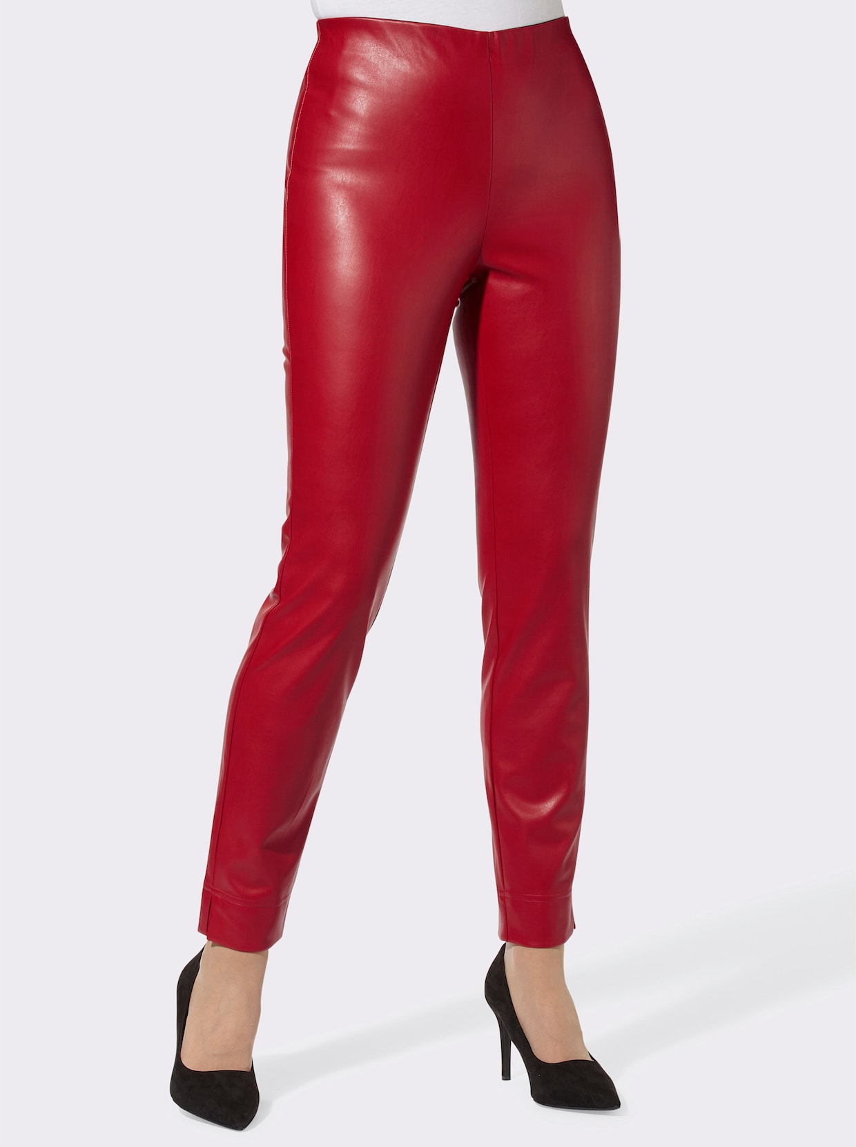 Kalhoty z imitace kůže - červená