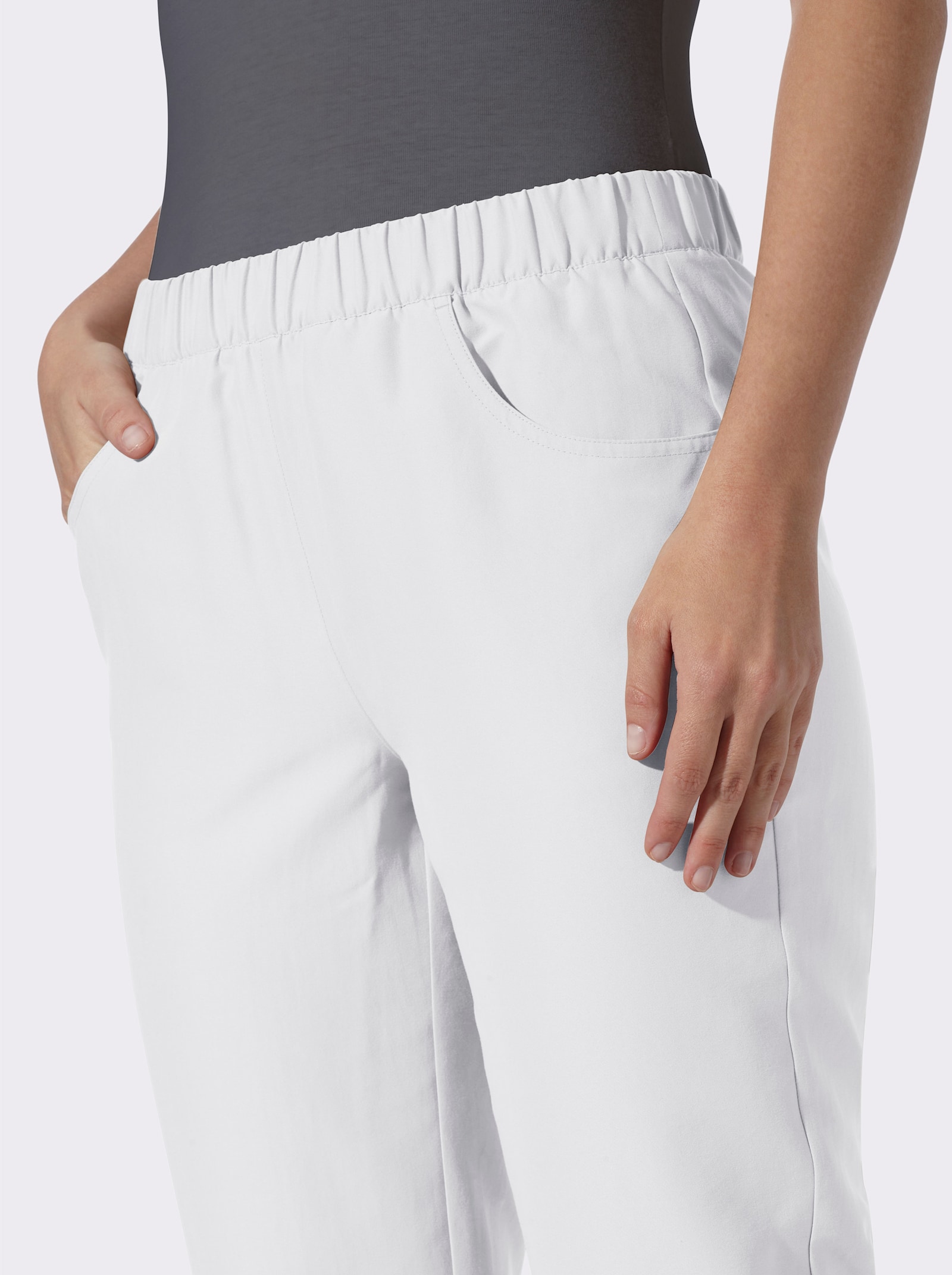 3/4-broek van microgaren, borduursel - wit