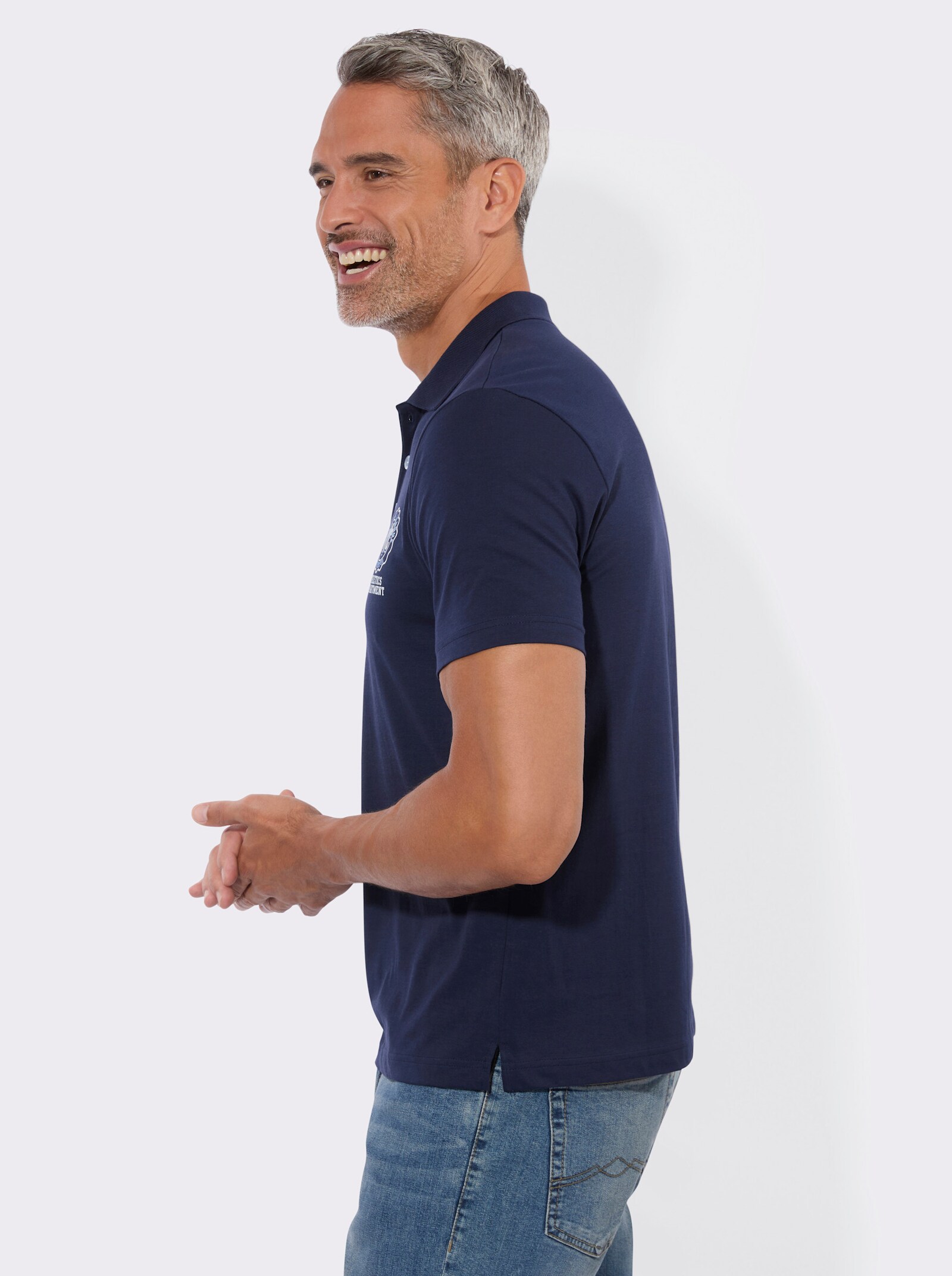 Poloshirt mit Druck-Motiv - marine