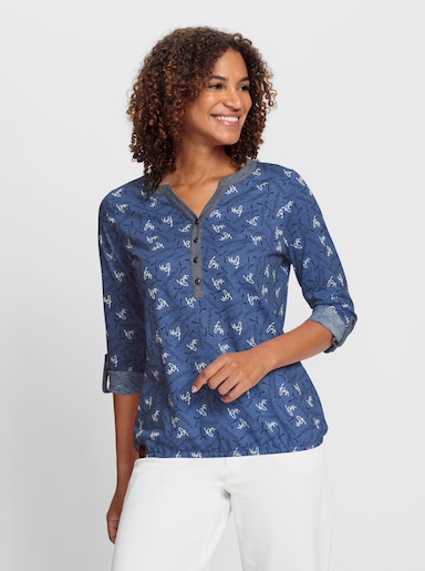 Shirt - jeansblau-marine-bedruckt