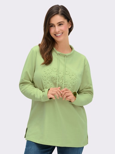 Sweatshirt mit geprägten Herzen - pistazie