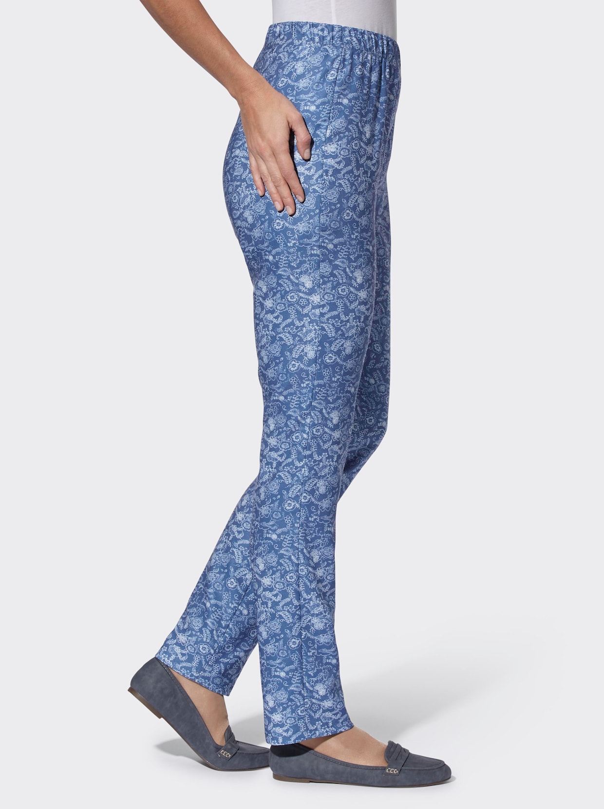 Bedrukte broek - marine + jeansblauw bedrukt