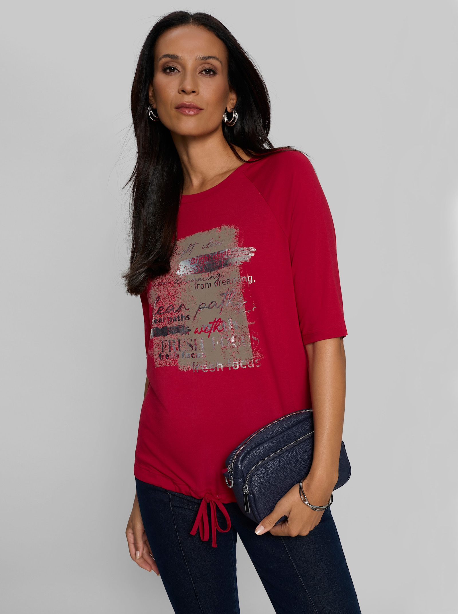 heine Kurzarmshirt mit Tunnelzug und Bindeband - rot