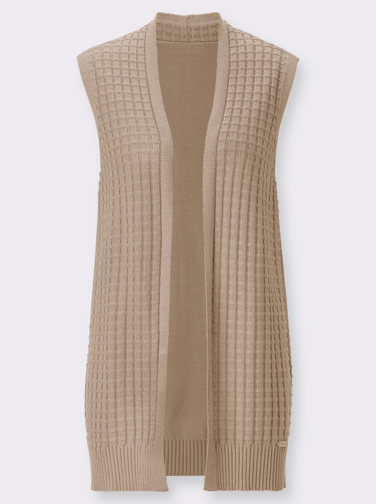 Strickweste mit glatt gearbeitetem Rücken - beige