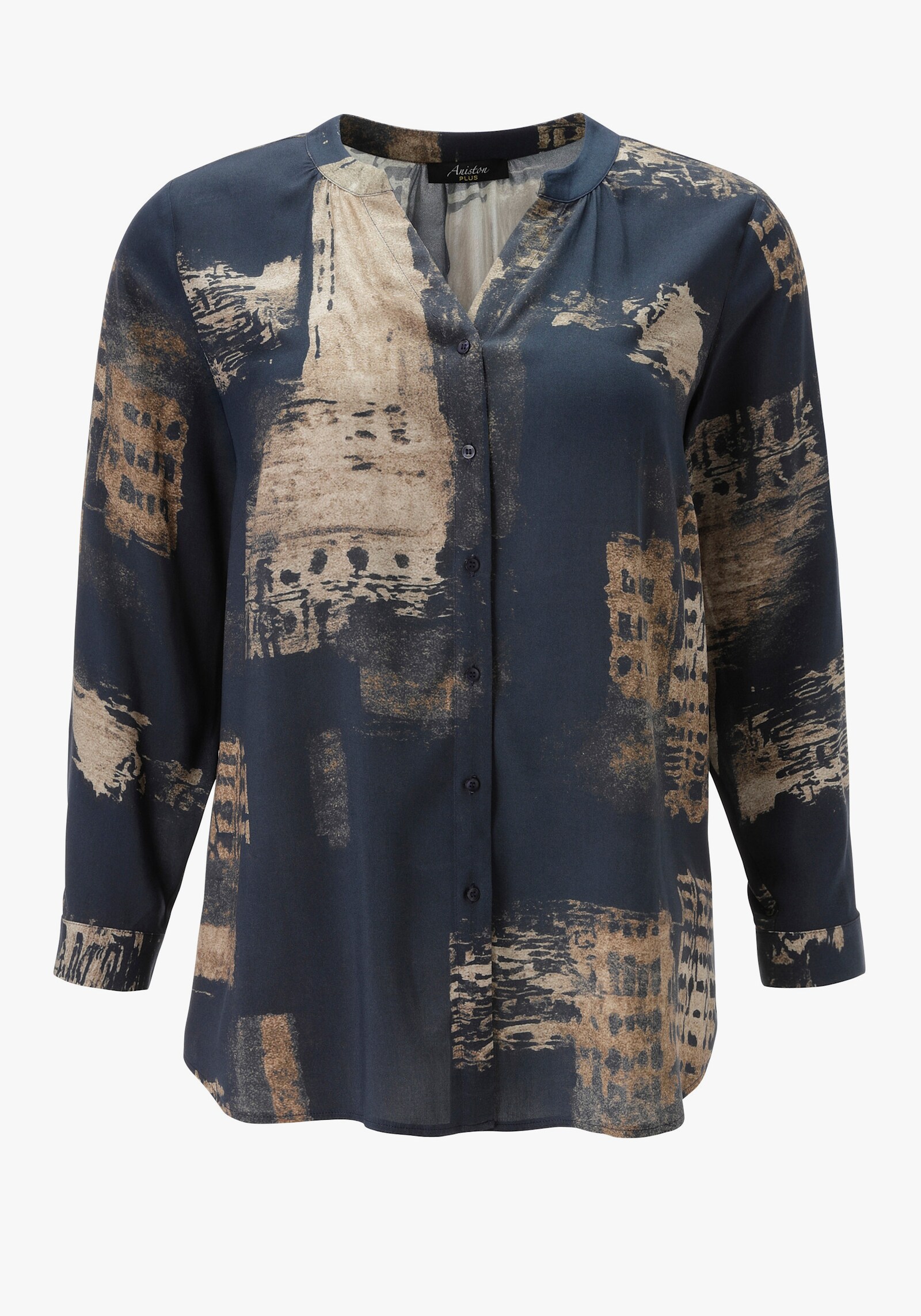 Aniston PLUS Longbluse - grau-bedruckt