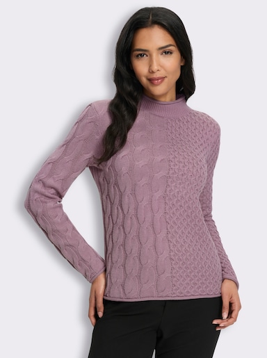 Stehkragenpullover mit Mustermix - mauve