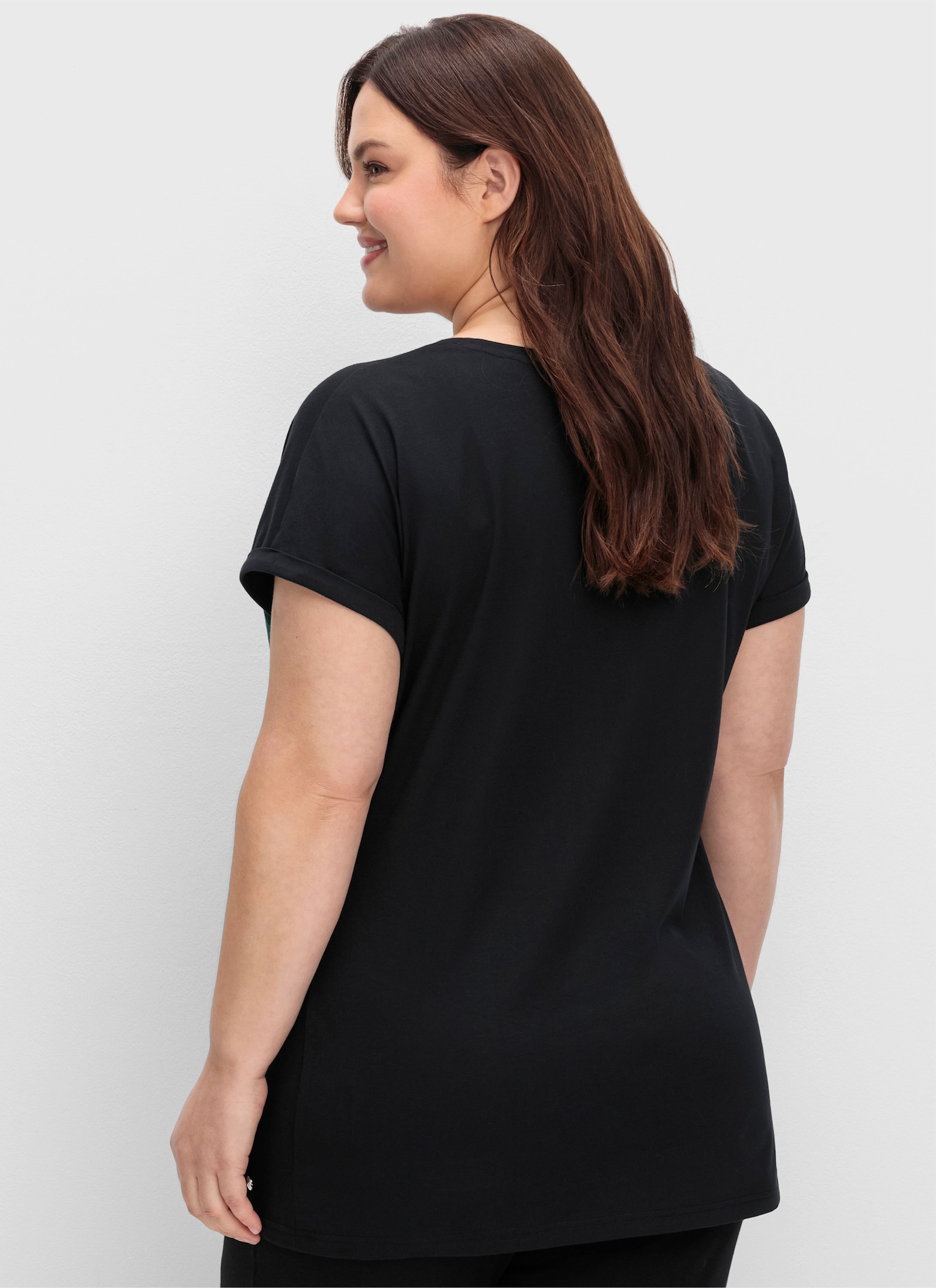 sheego Oversize-Shirt mit markanten Streifen - tiefgrün