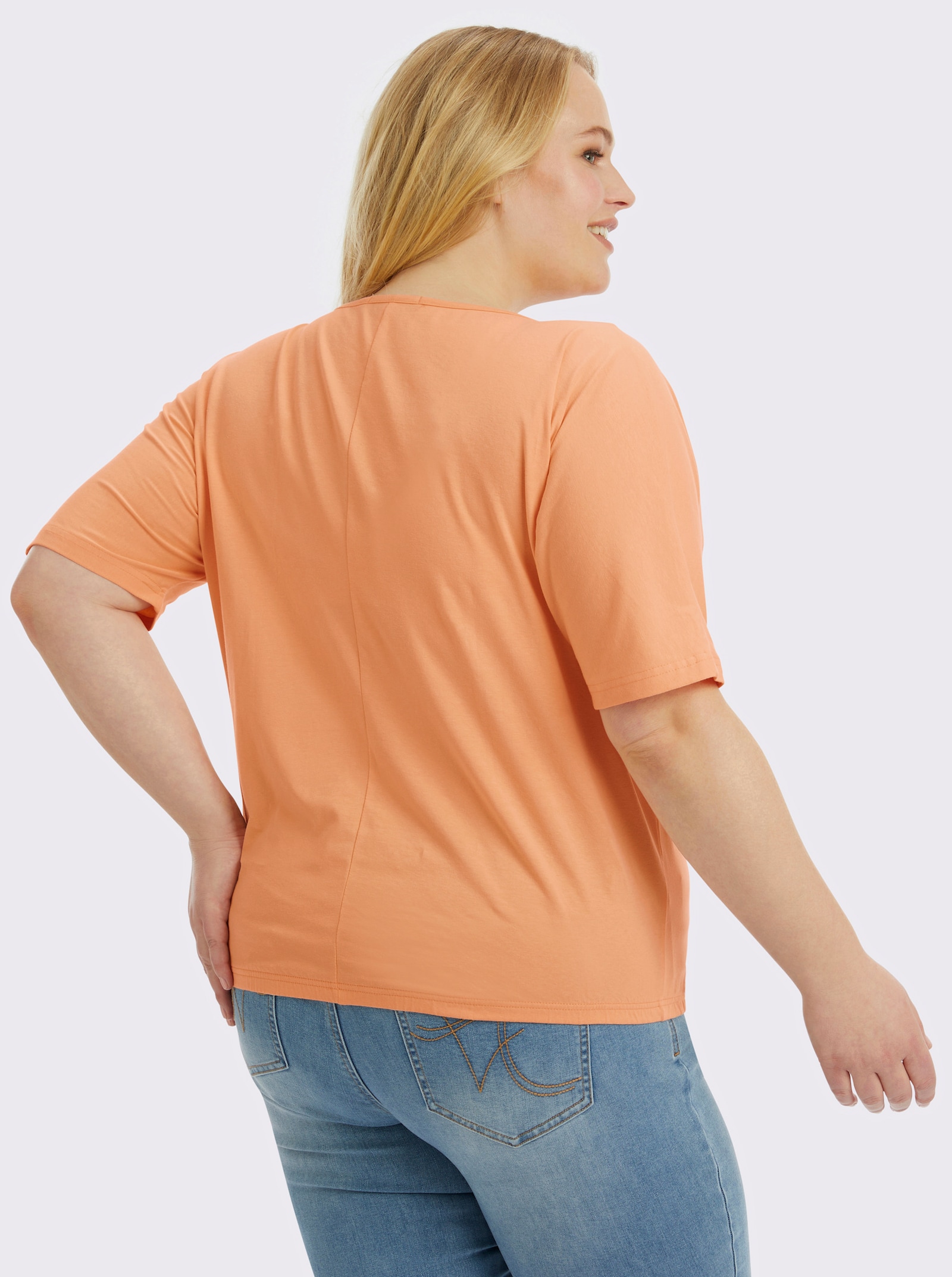 Kurzarmshirt mit Fledermausärmeln - apricot