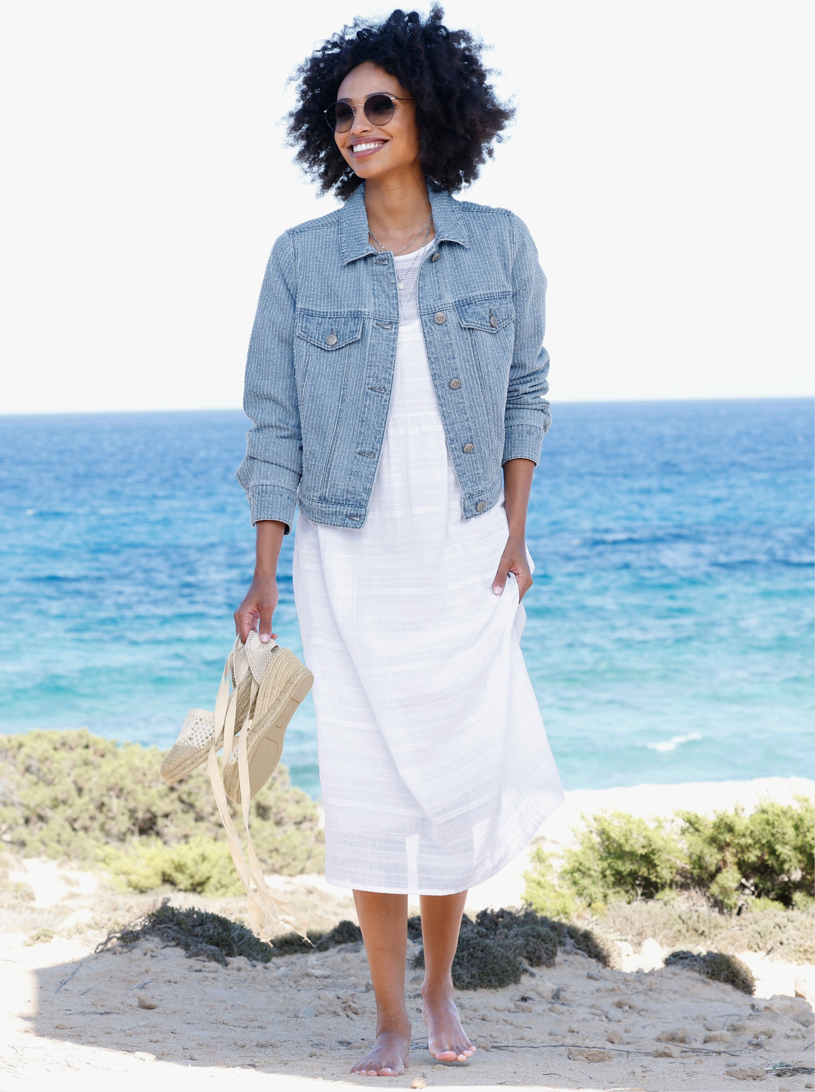 heine Jeansjacke mit Streifen-Struktur - blue-bleached