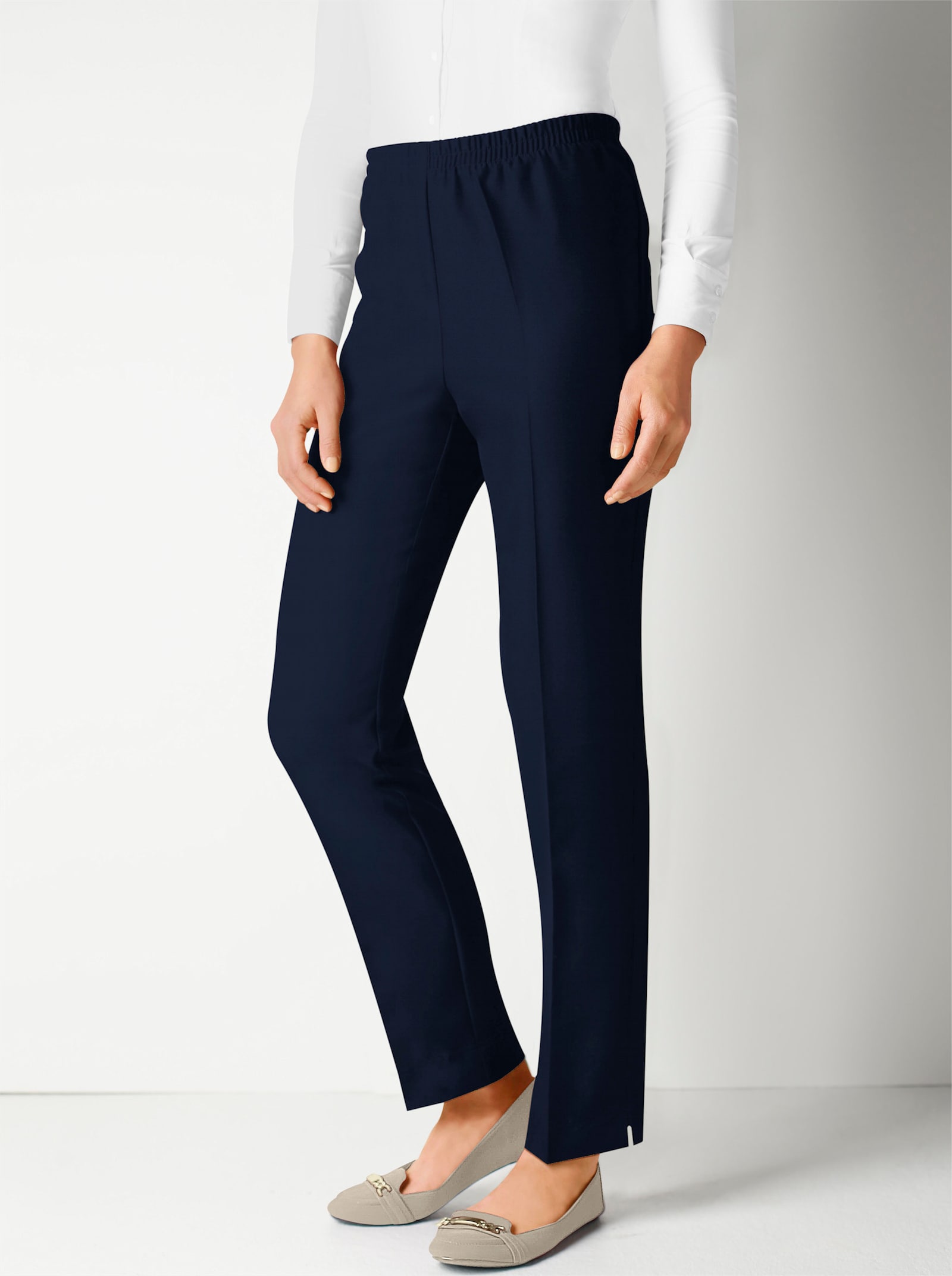 Broek met persplooien in comfortmodel - marine