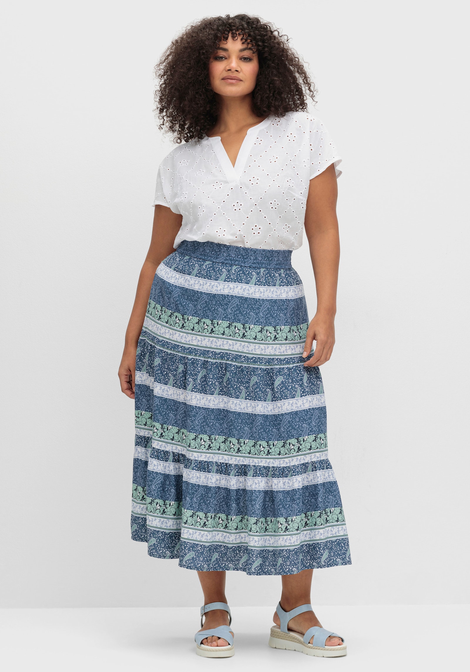 Schlupfrock im Paisley-Muster - rauchblau-kalkmint-bedruckt