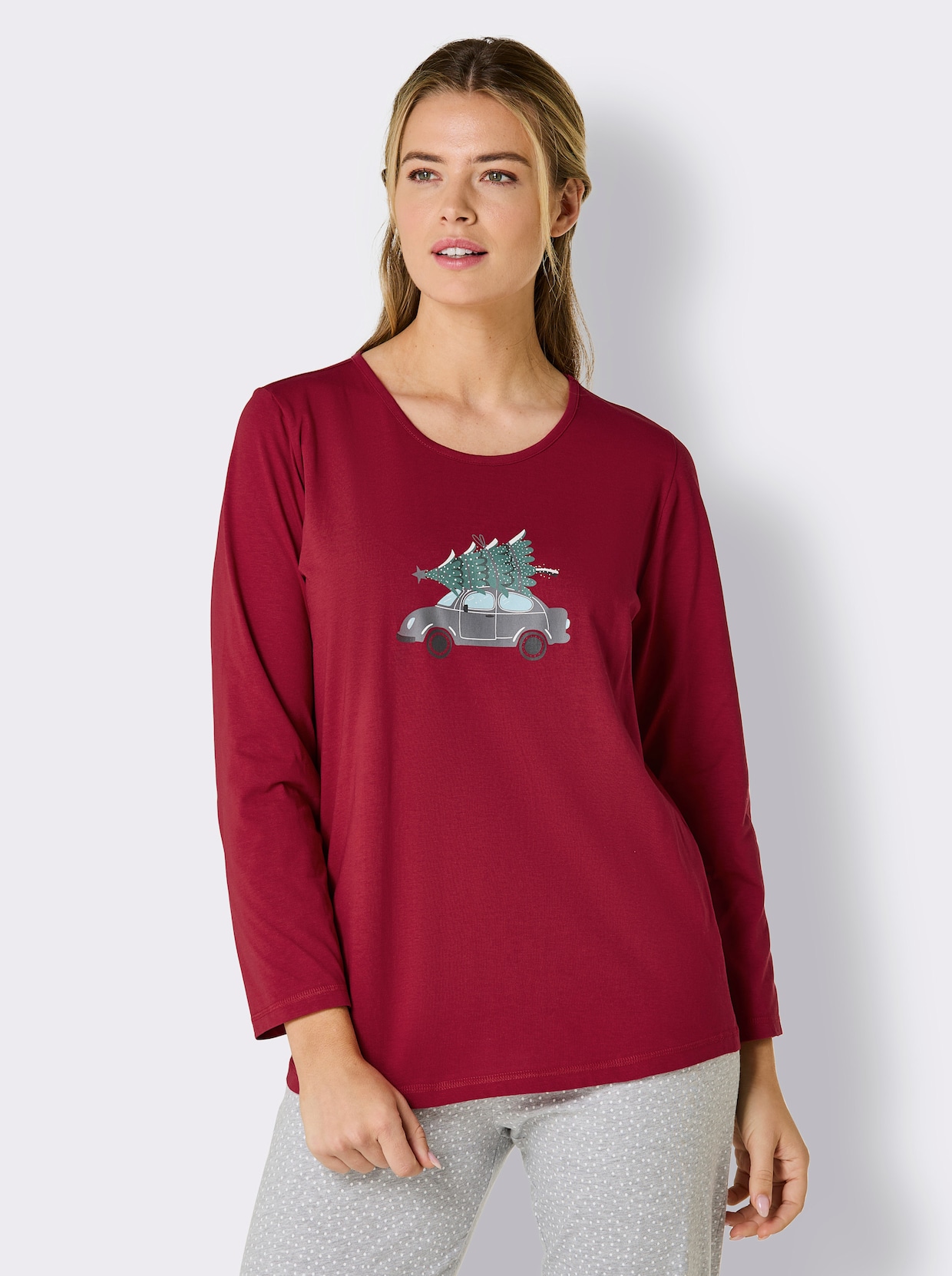 Comtessa Pyjamashirt - rood/antraciet
