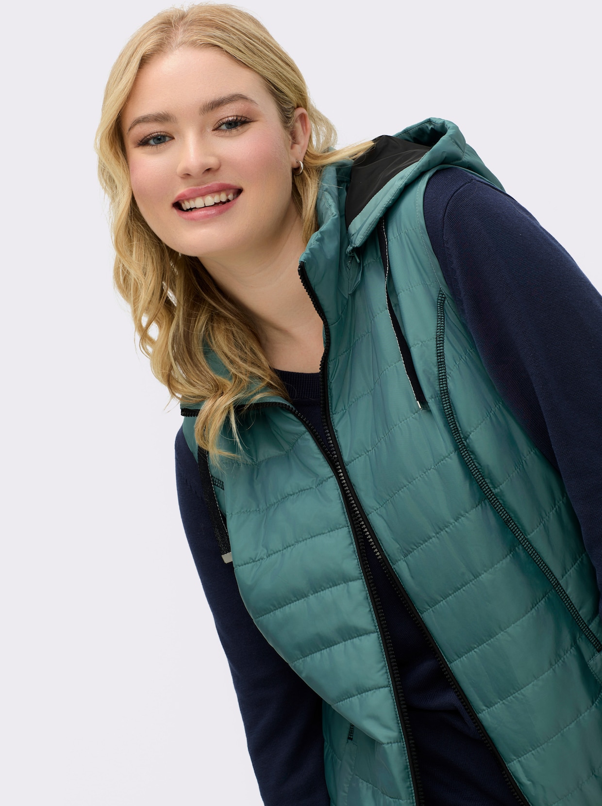 Longweste mit abnehmbarer Kapuze - jade