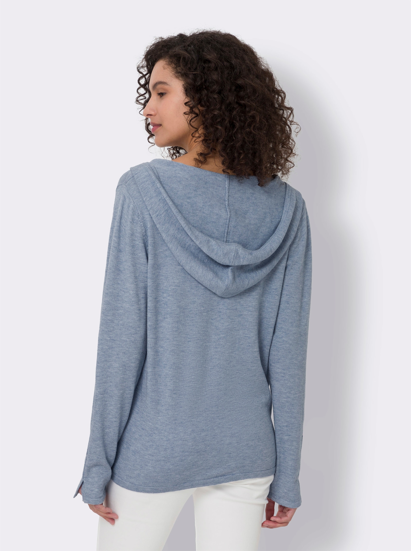 heine Kapuzenstrickjacke in Feinstrick-Qualität - bleu-meliert