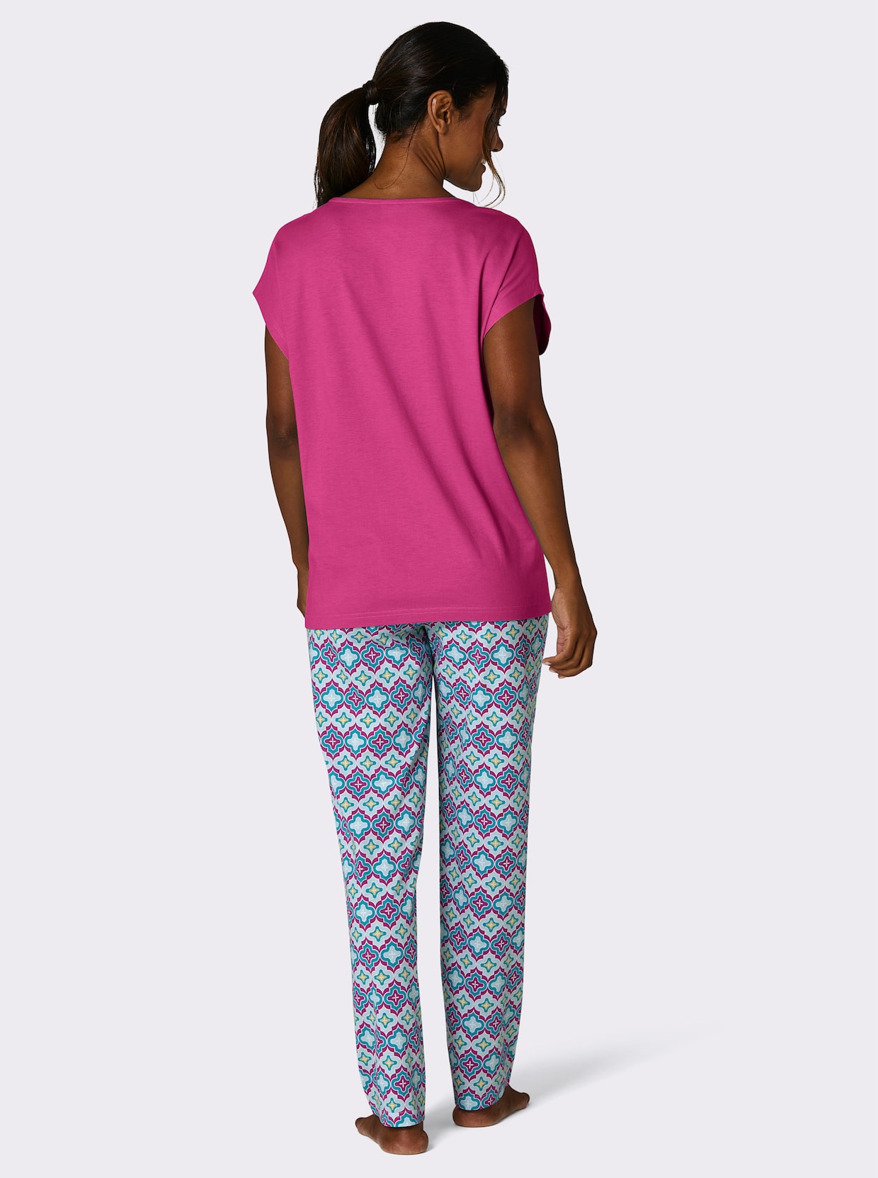 wäschepur Schlafanzug - magenta-mint-bedruckt