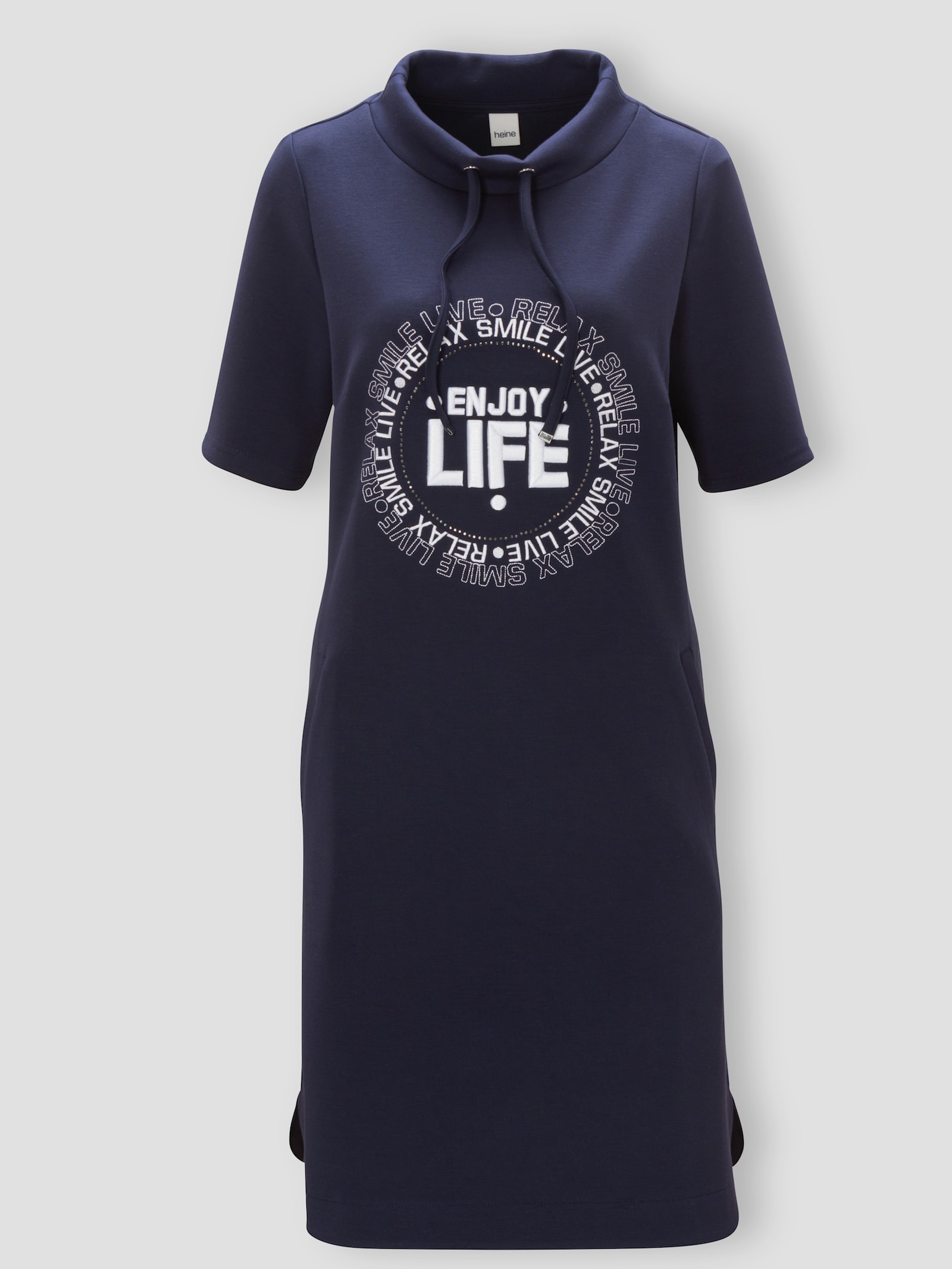 heine Freizeitkleid mit Stickerei - marine-weiß