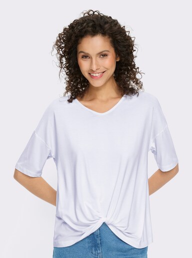 heine Kurzarmshirt mit Knoten-Optik - weiß