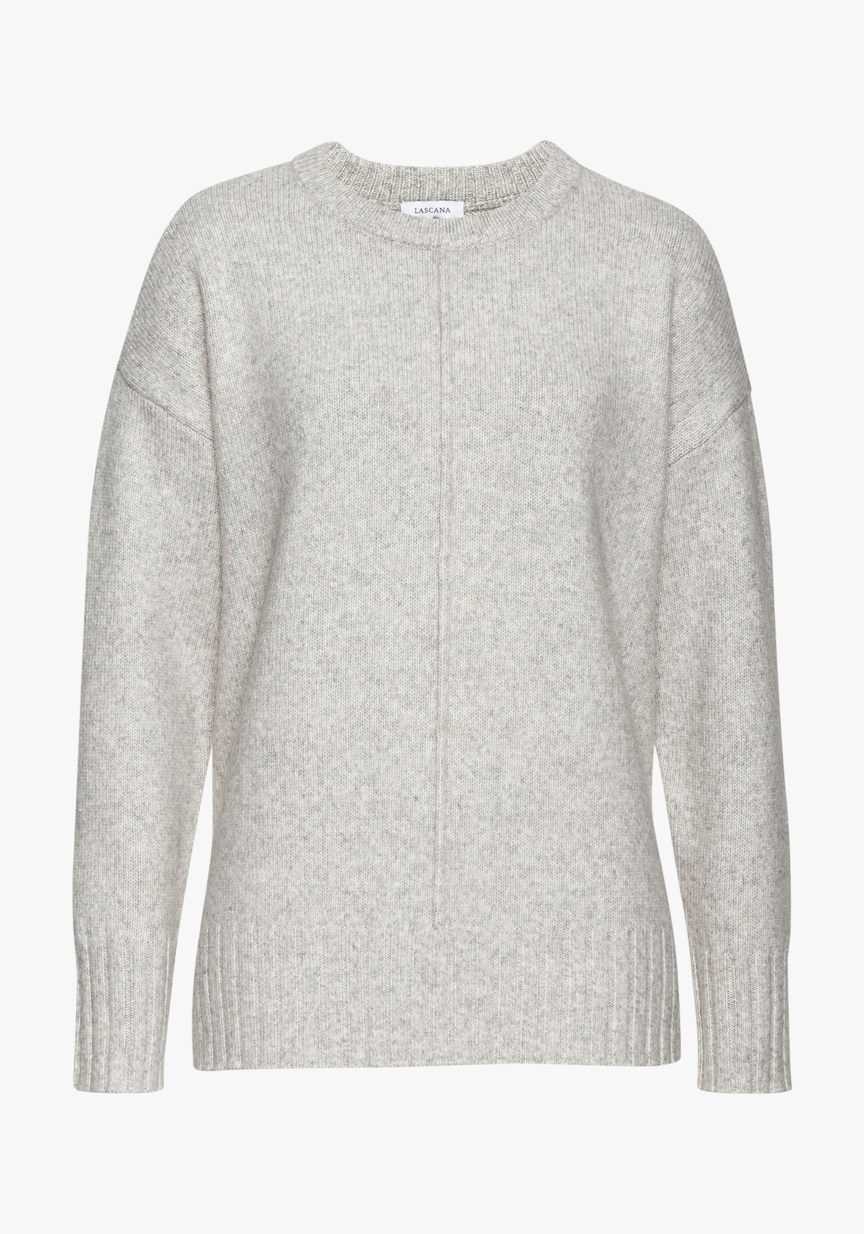 LASCANA Pullover met ronde hals - grijs gemêleerd