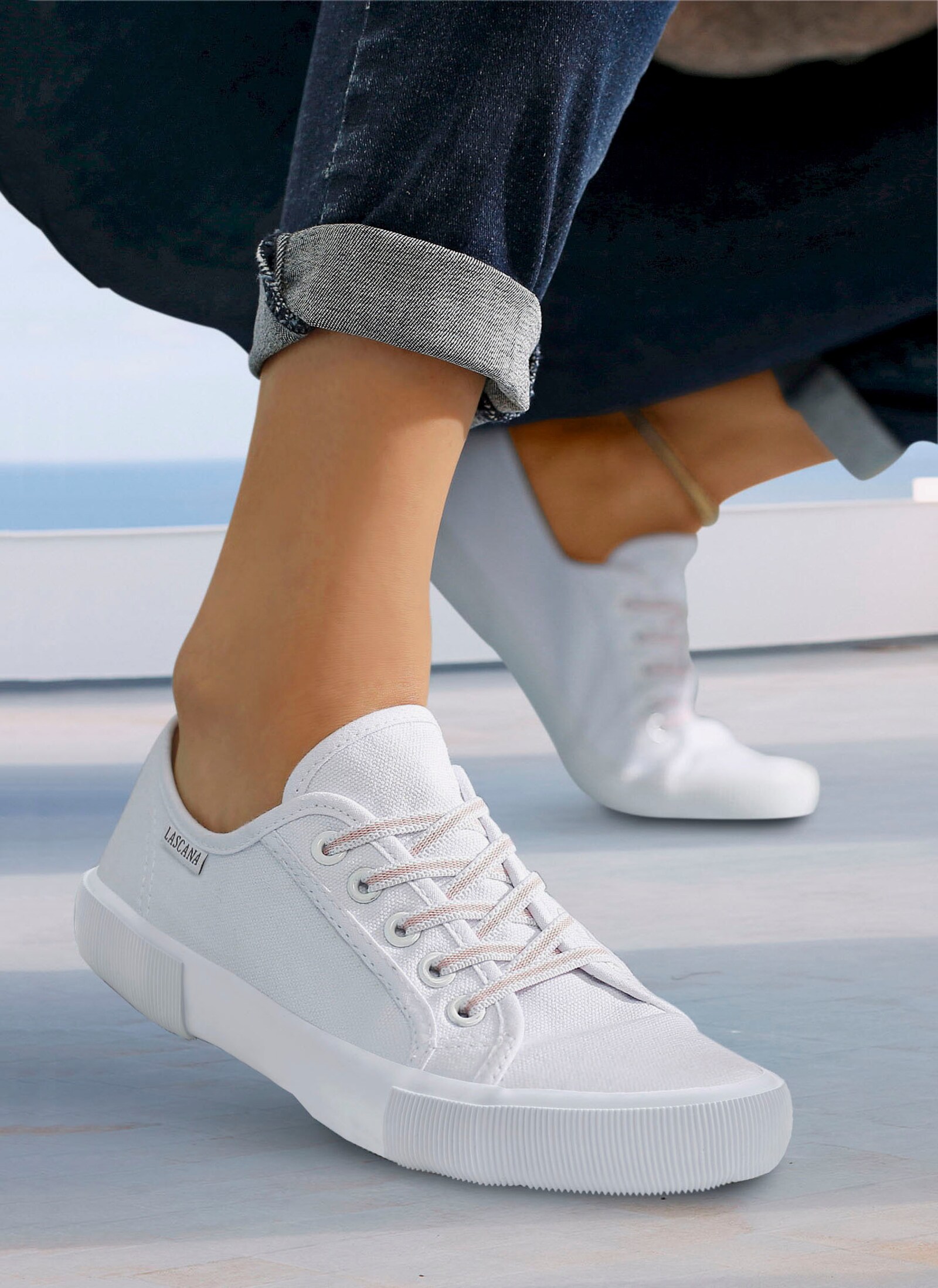 LASCANA Sneaker - wit/roze