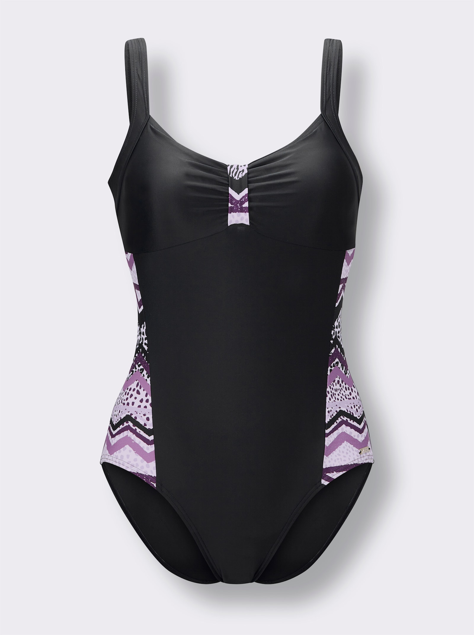 feel good Badeanzug - violett-schwarz-bedruckt