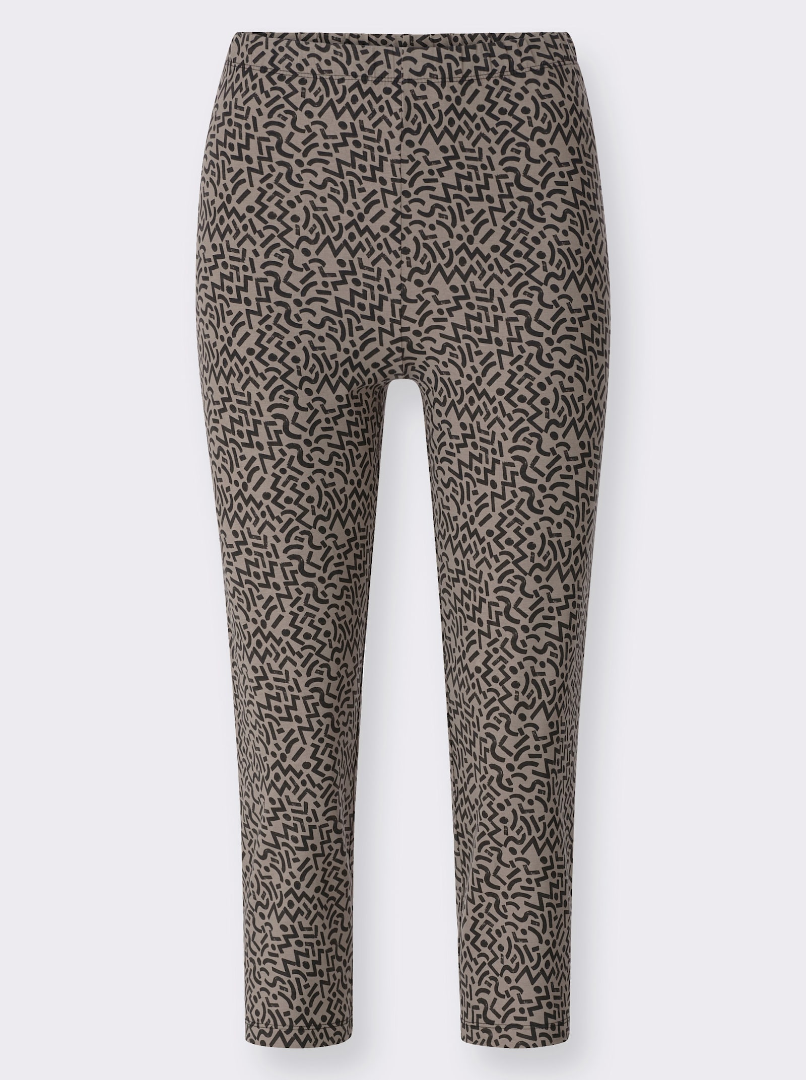 Leggings im grafischen Druckmuster - taupe-schwarz-bedruckt