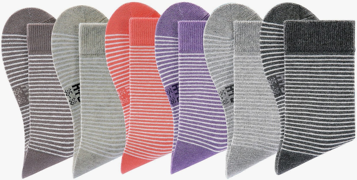 H.I.S Chaussettes - 2x gris chiné-écru, corail-écru, beige chiné-écru, violet chiné-écru, taupe-écru