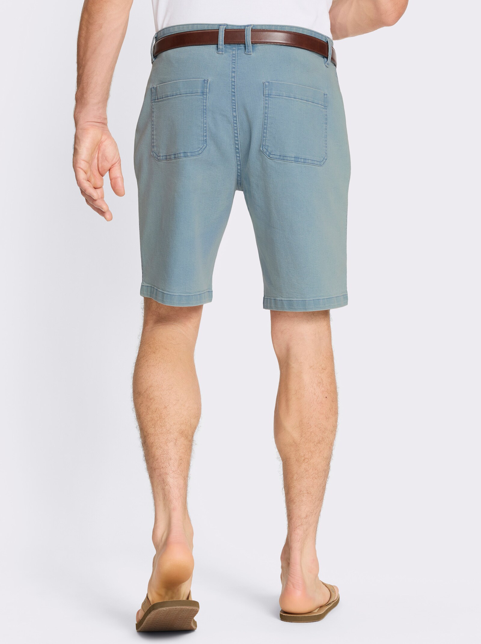Jeansbermudas mit Kontrastnähten - blue-bleached