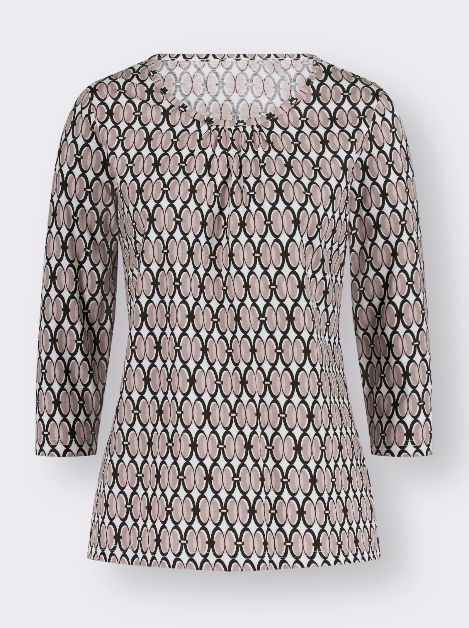 Shirt met print en 3/4-mouwen - ecru/poudre bedrukt