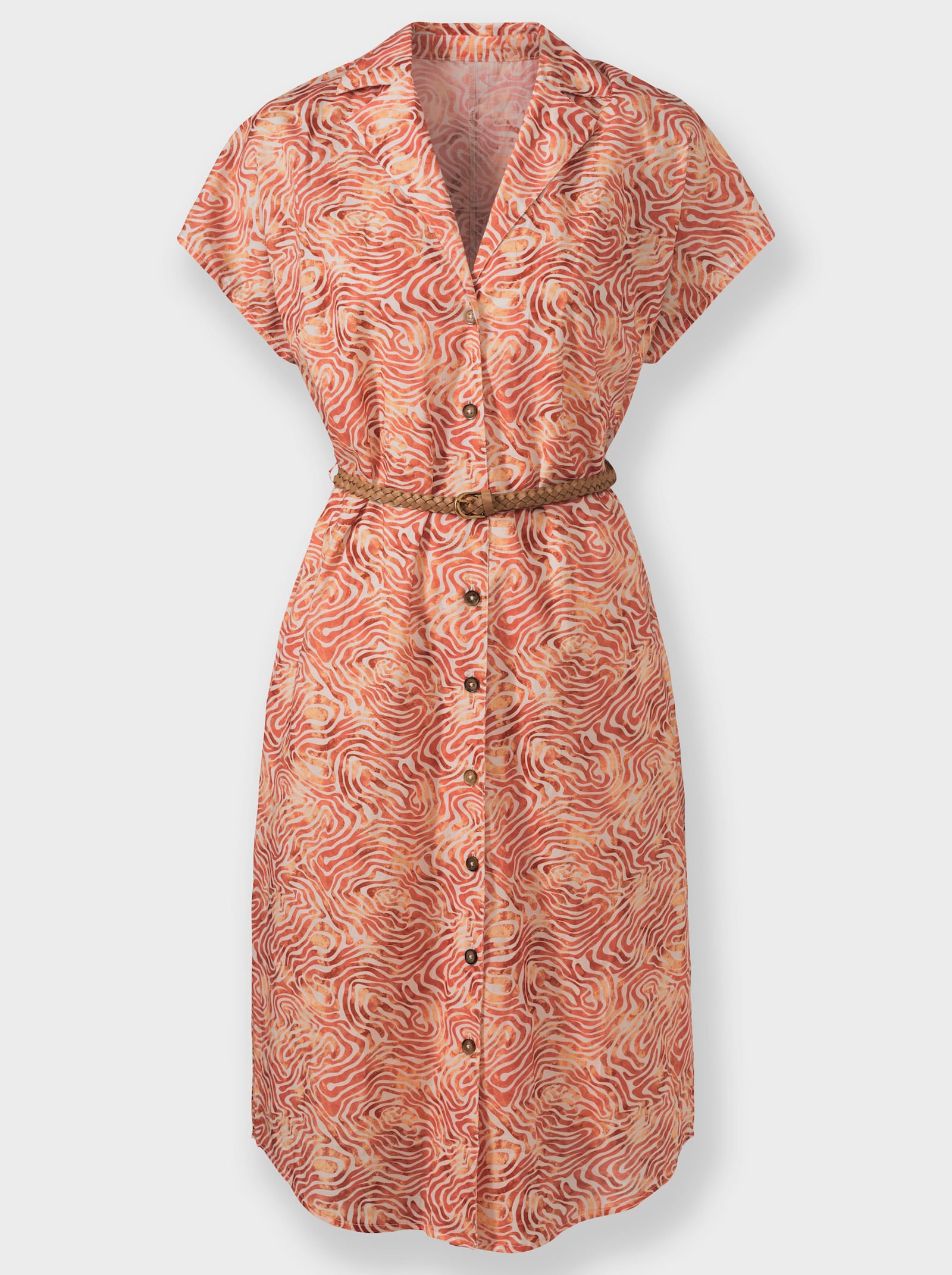 Druckkleid inklusive Unterkleid - elfenbein-papaya-bedruckt