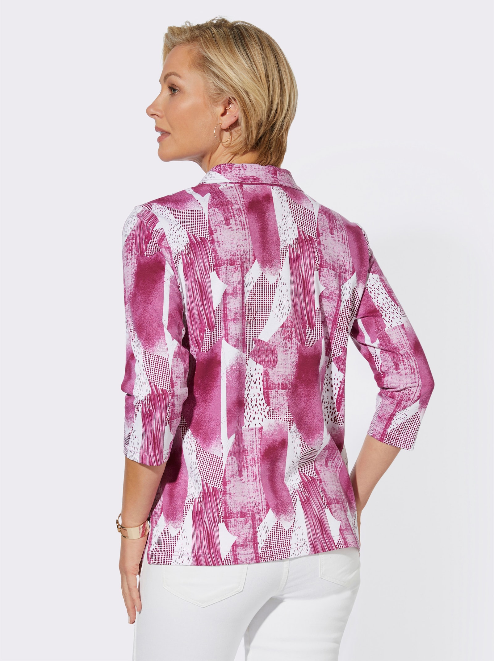 Poloshirt mit kurzem Reissverschluss - erika-weiss-bedruckt