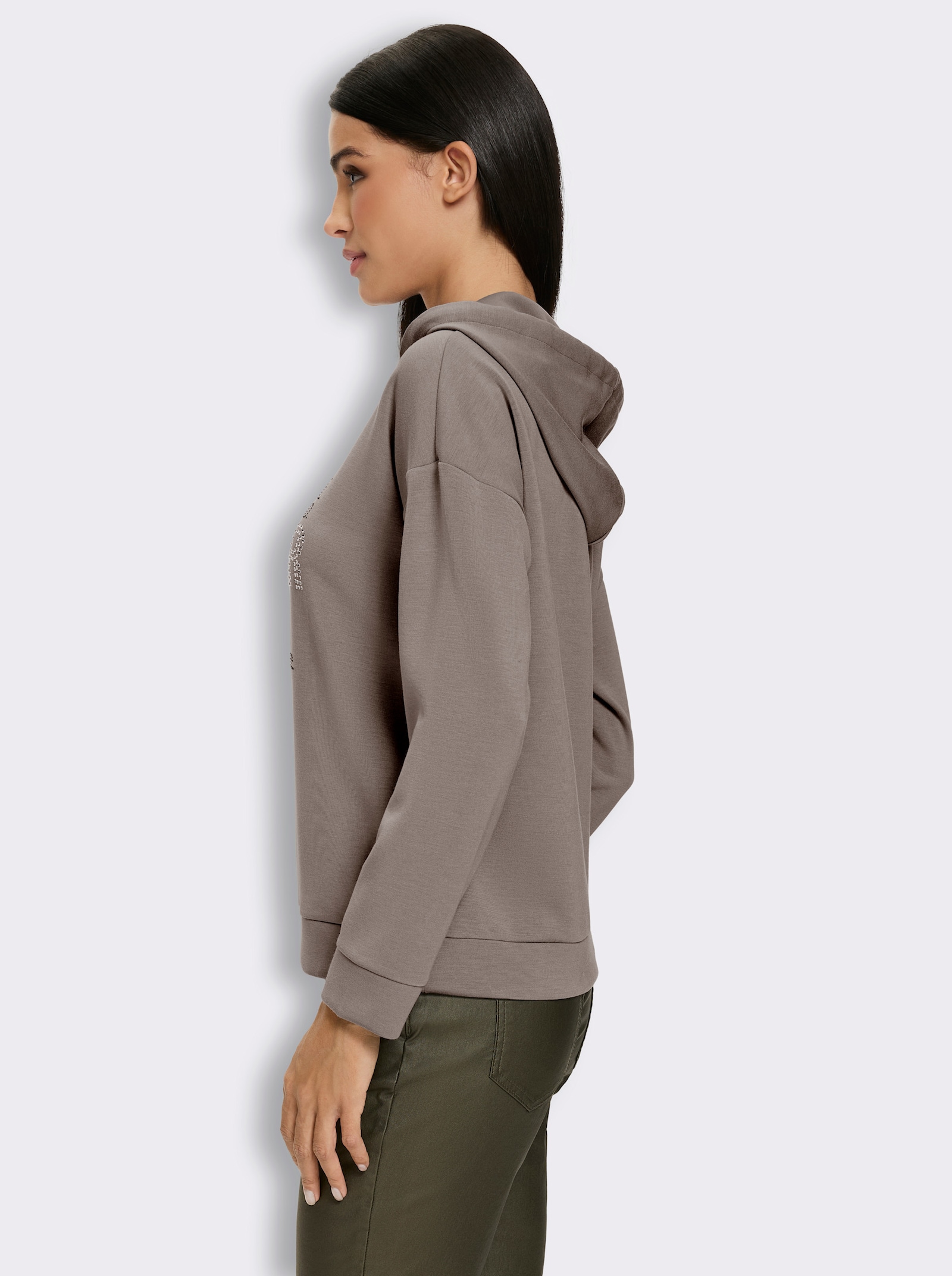 heine Kapuzensweatshirt mit Lettering - taupe