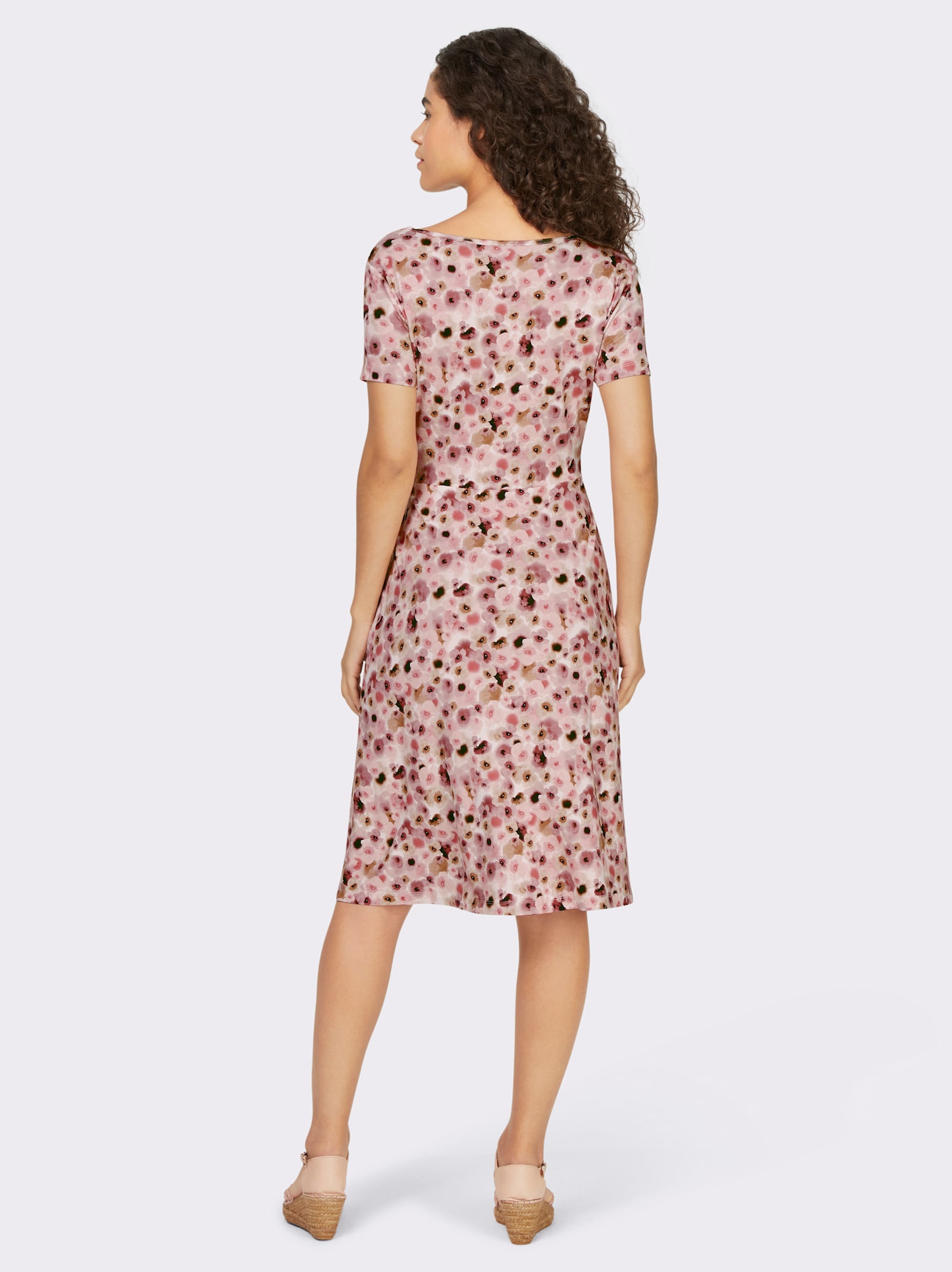 heine Jerseykleid im Romantik-Dessin - hellrosé-ecru-bedruckt