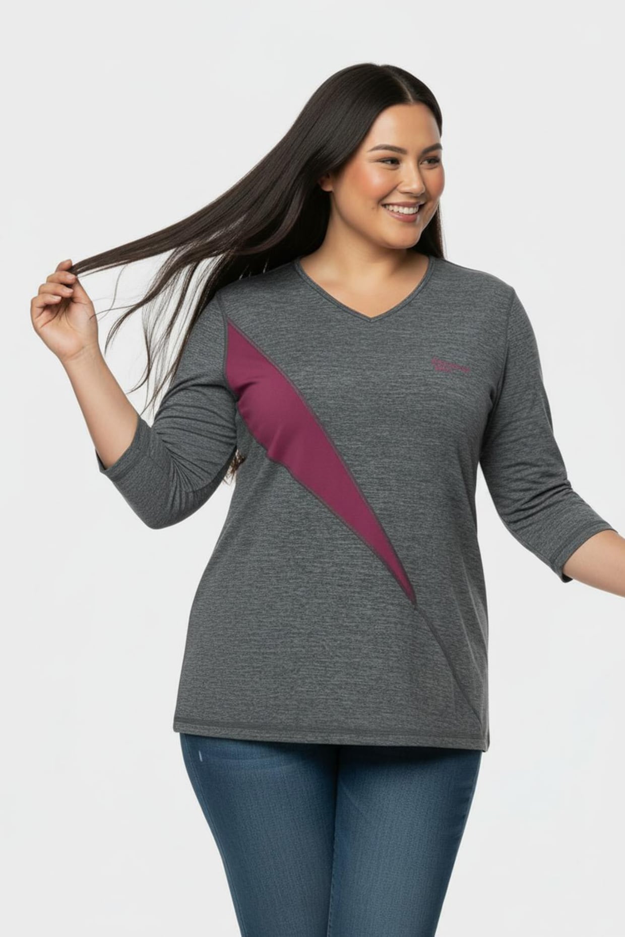 Catamaran Sports Funktionsshirt - grau-meliert-pink