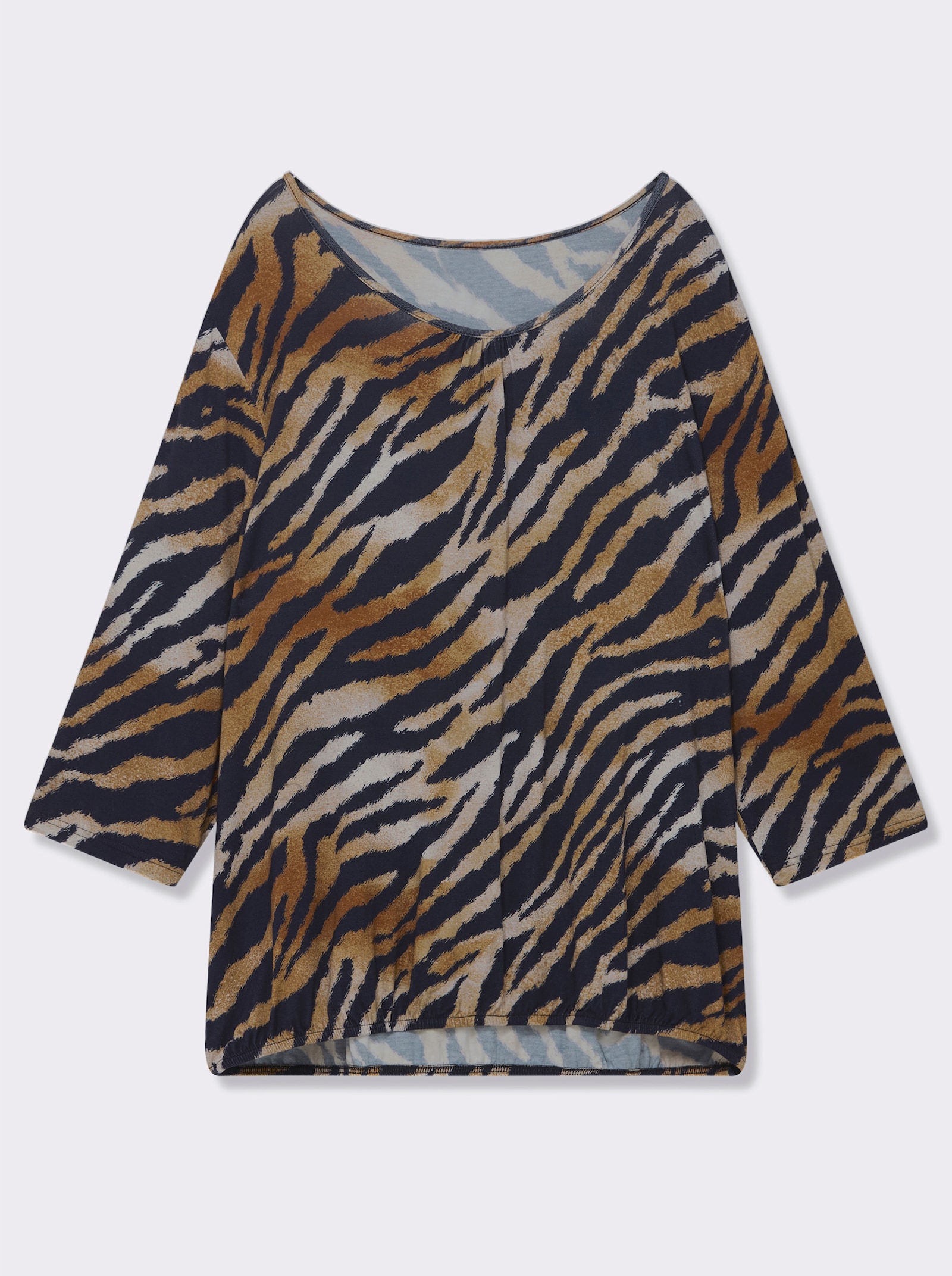 Print-Shirt im Tierfell-Dessin - marine-cognac-bedruckt