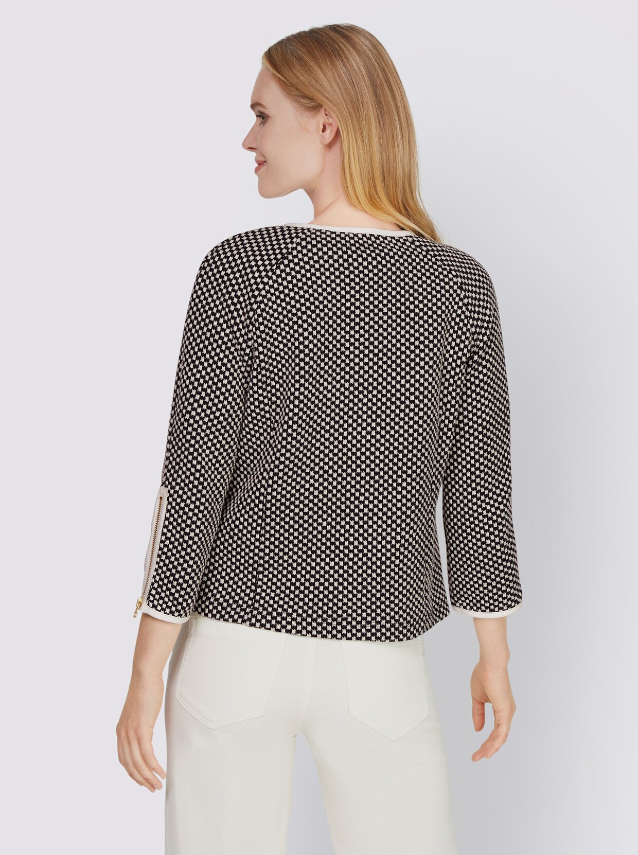 heine Shirtjacke - schwarz-champagner-gemustert