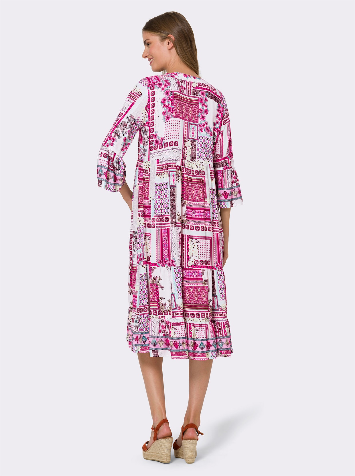 heine Robe imprimée - couleur ivoire-fuchsia imprimé