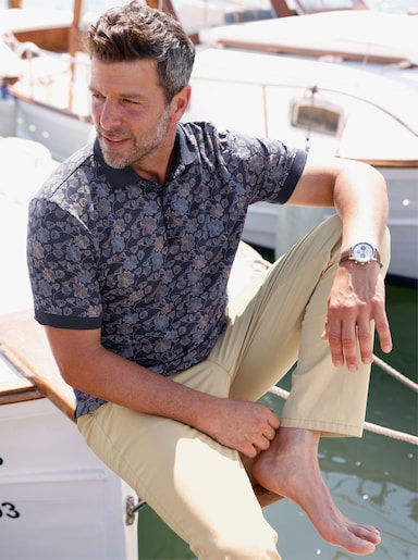 Marco Donati Kurzarmshirt mit floralem Druck - marine-bedruckt