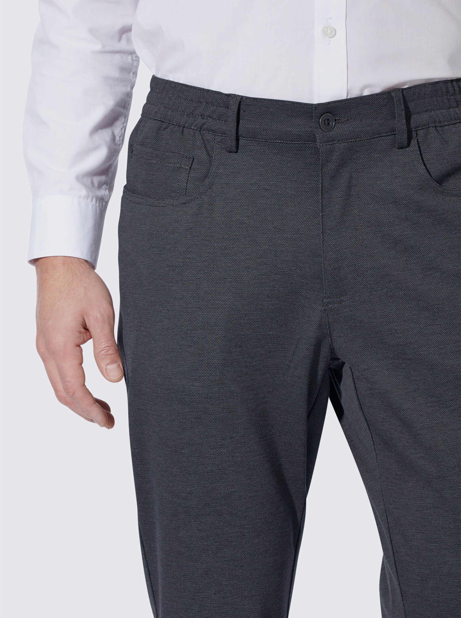 5-Pocket-Hose mit Rundum-Dehnbund - marine-meliert