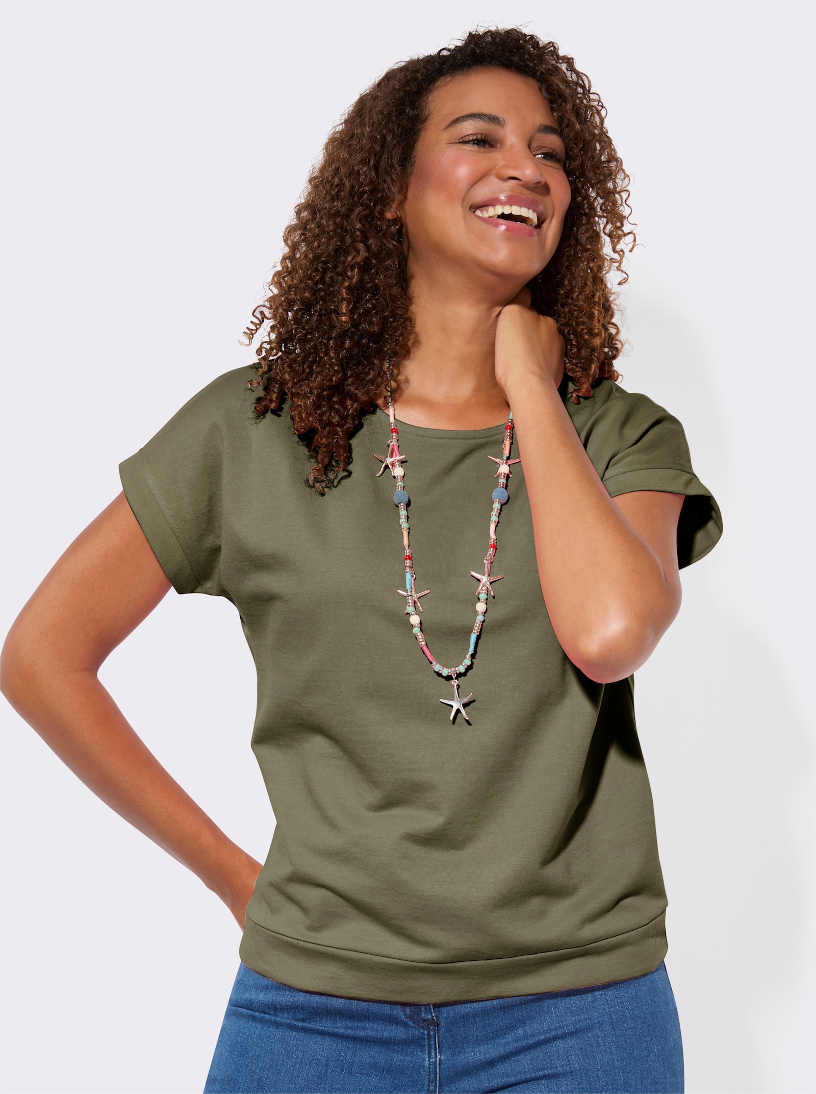 Sweatshirt im Baumwoll-Mix - khaki
