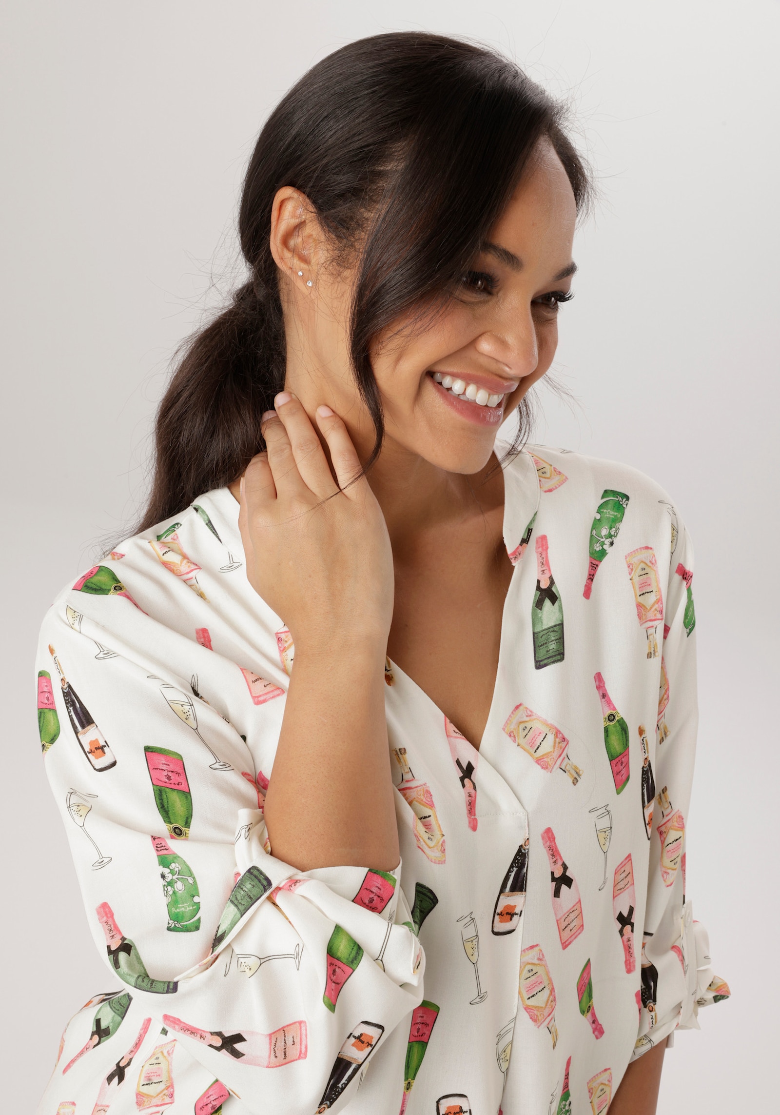 Aniston PLUS Schlupfbluse - weiß-bedruckt