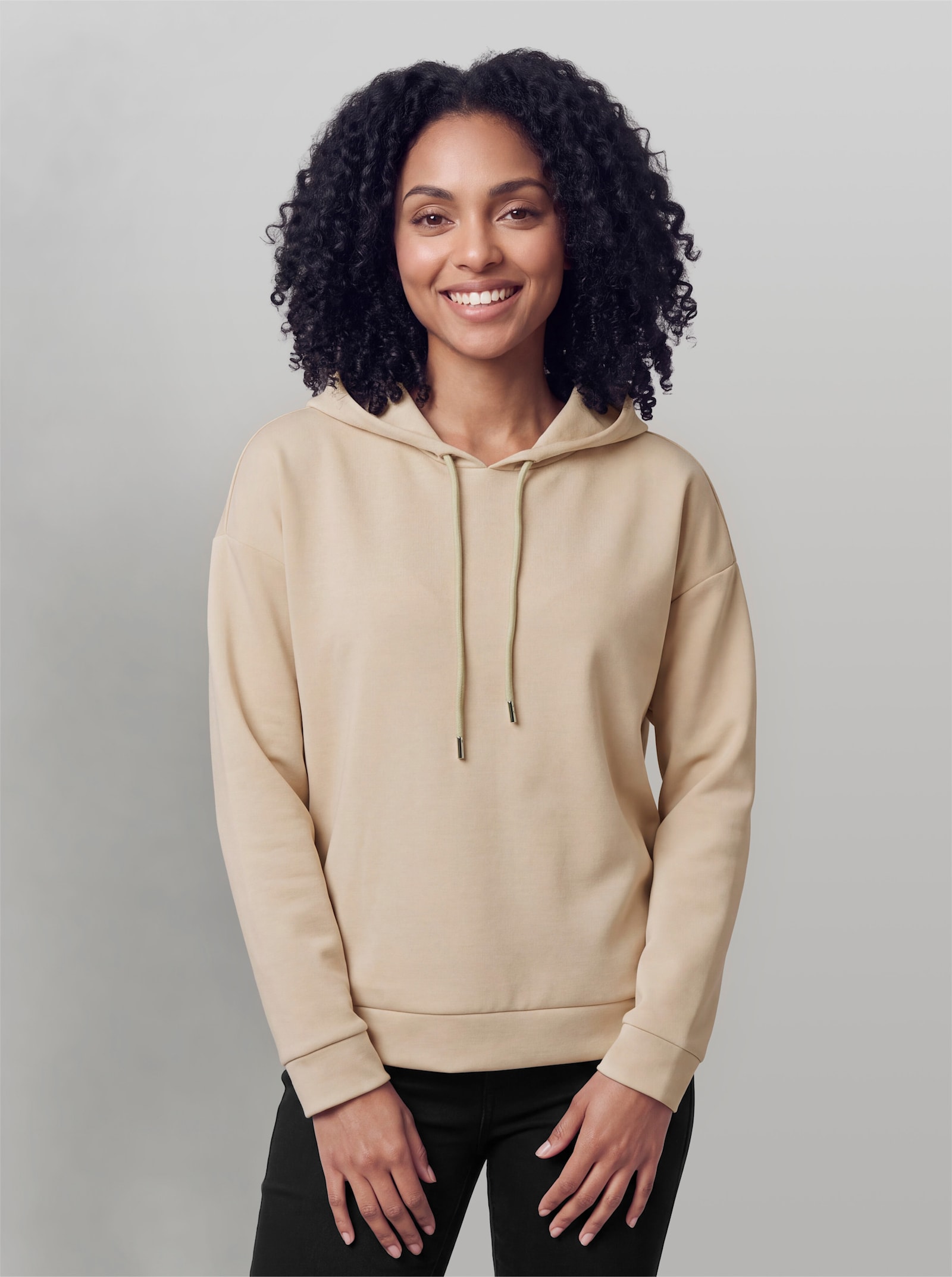 heine Hoodie mit Applikation hinten - sand