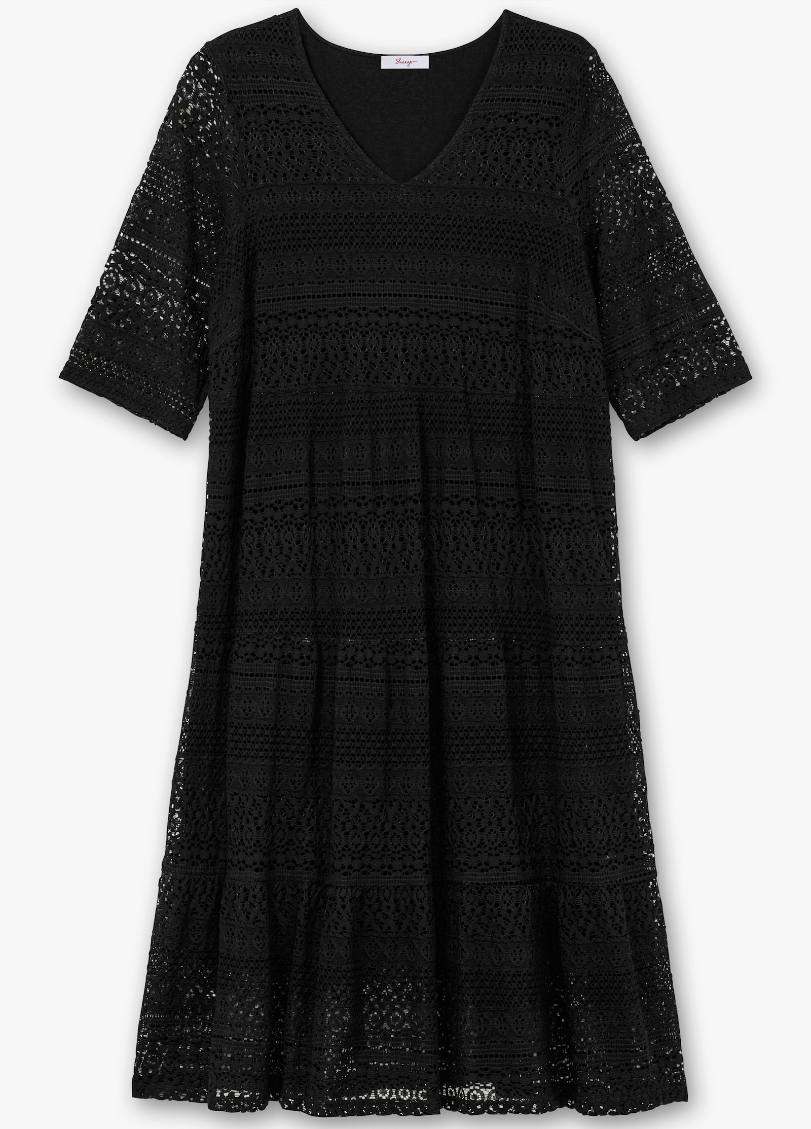 sheego Robe midi en dentelle - noir