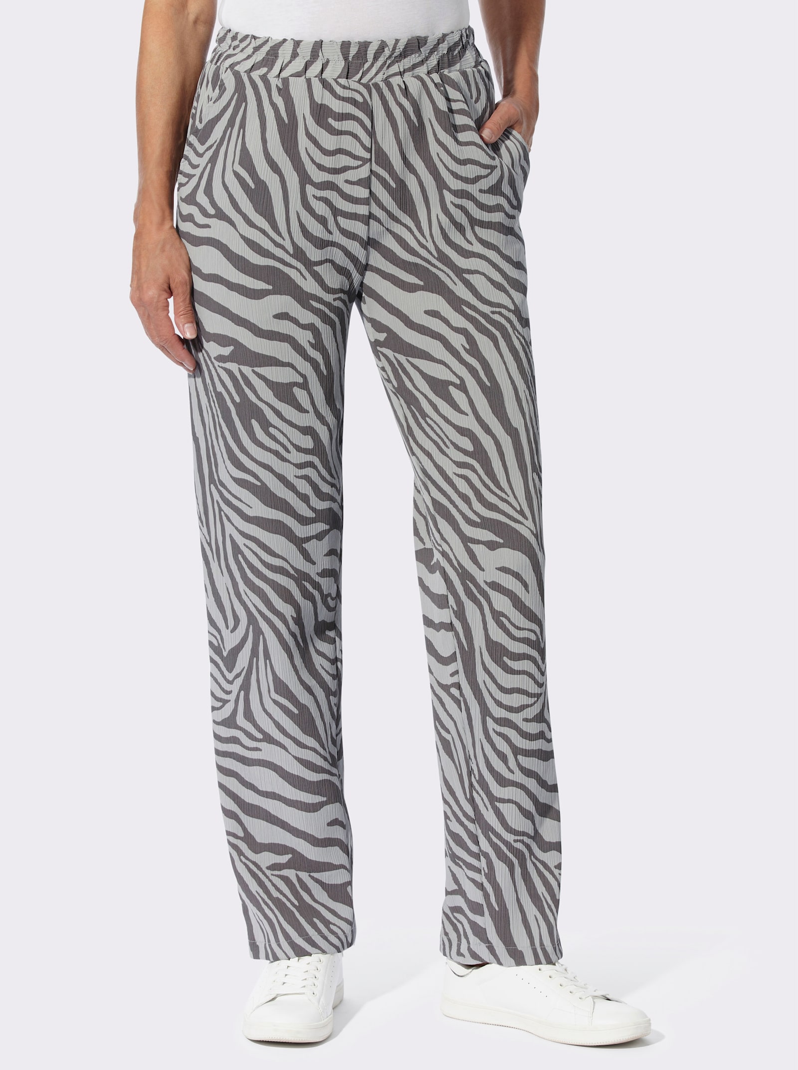 Vrijetijdsbroek met dierenpatroon - steengrijs bedrukt