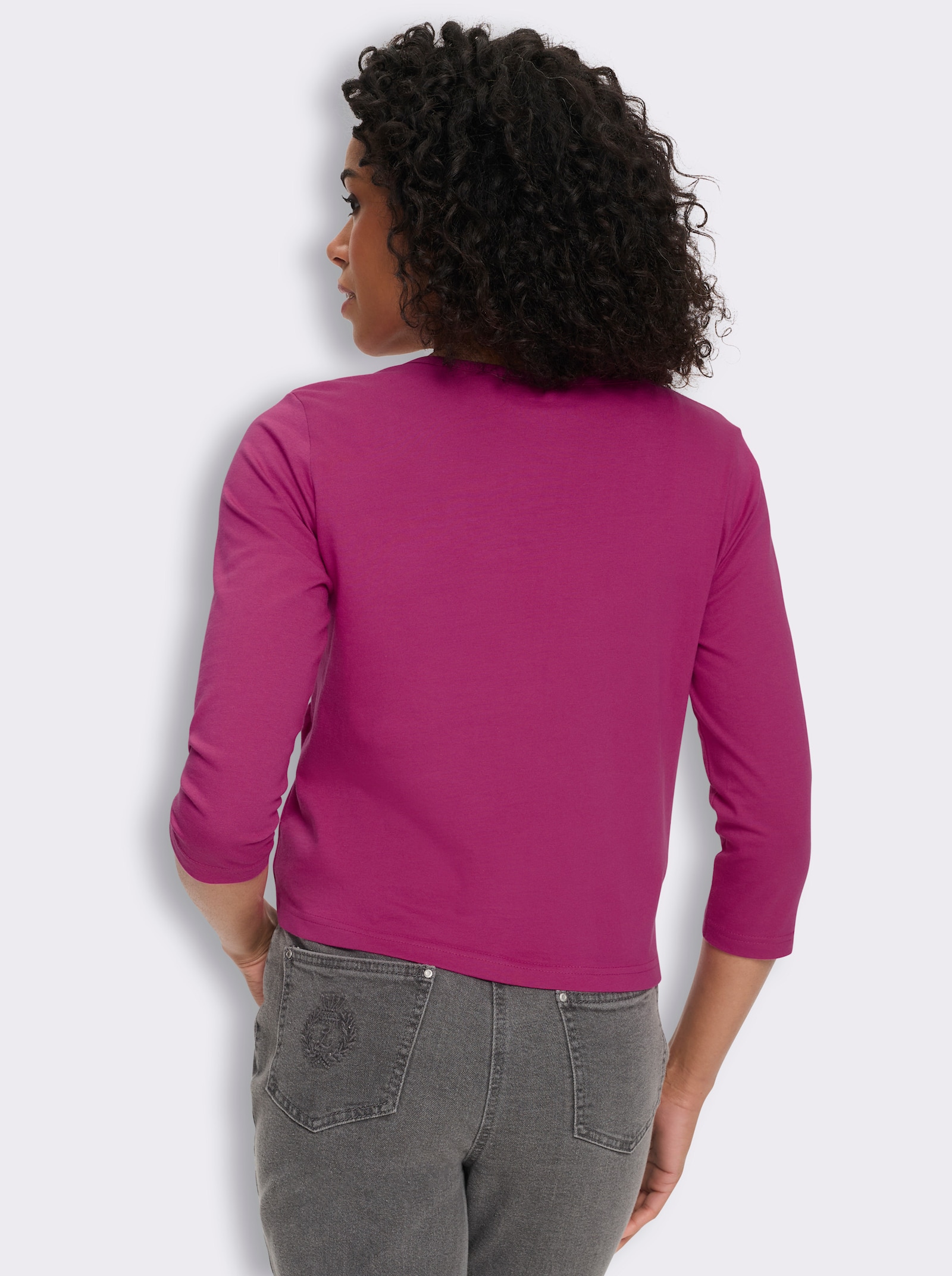 Shirtjacke mit Saum zum Knoten - magenta