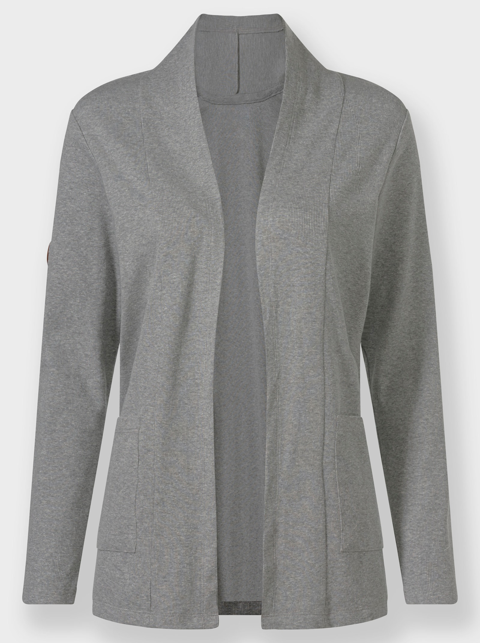 Shirtjacke mit Schalkragen - grau-meliert