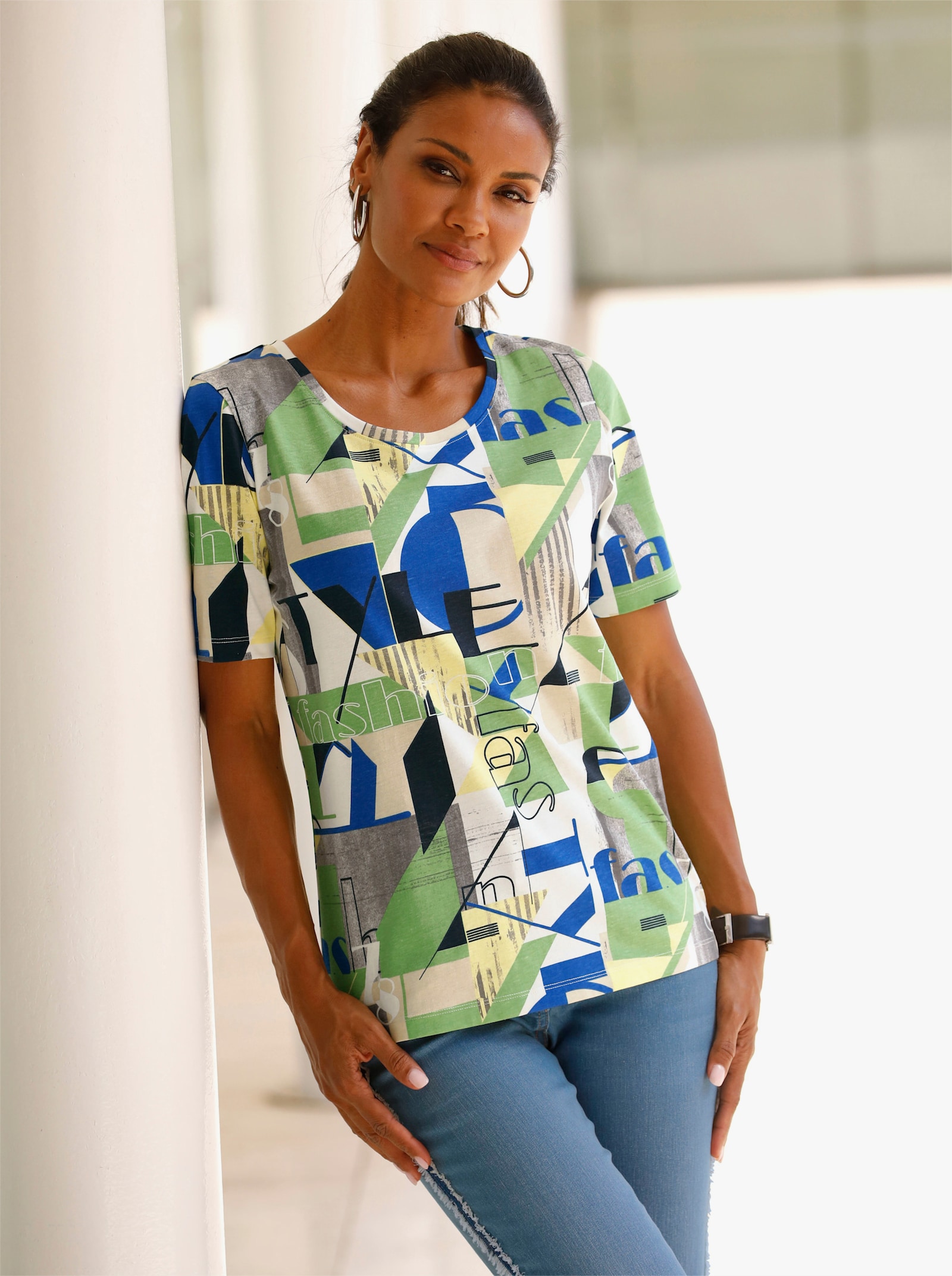 Tričko s krátkým rukávem s nápisem - námořnická modrá-jablková-potisk