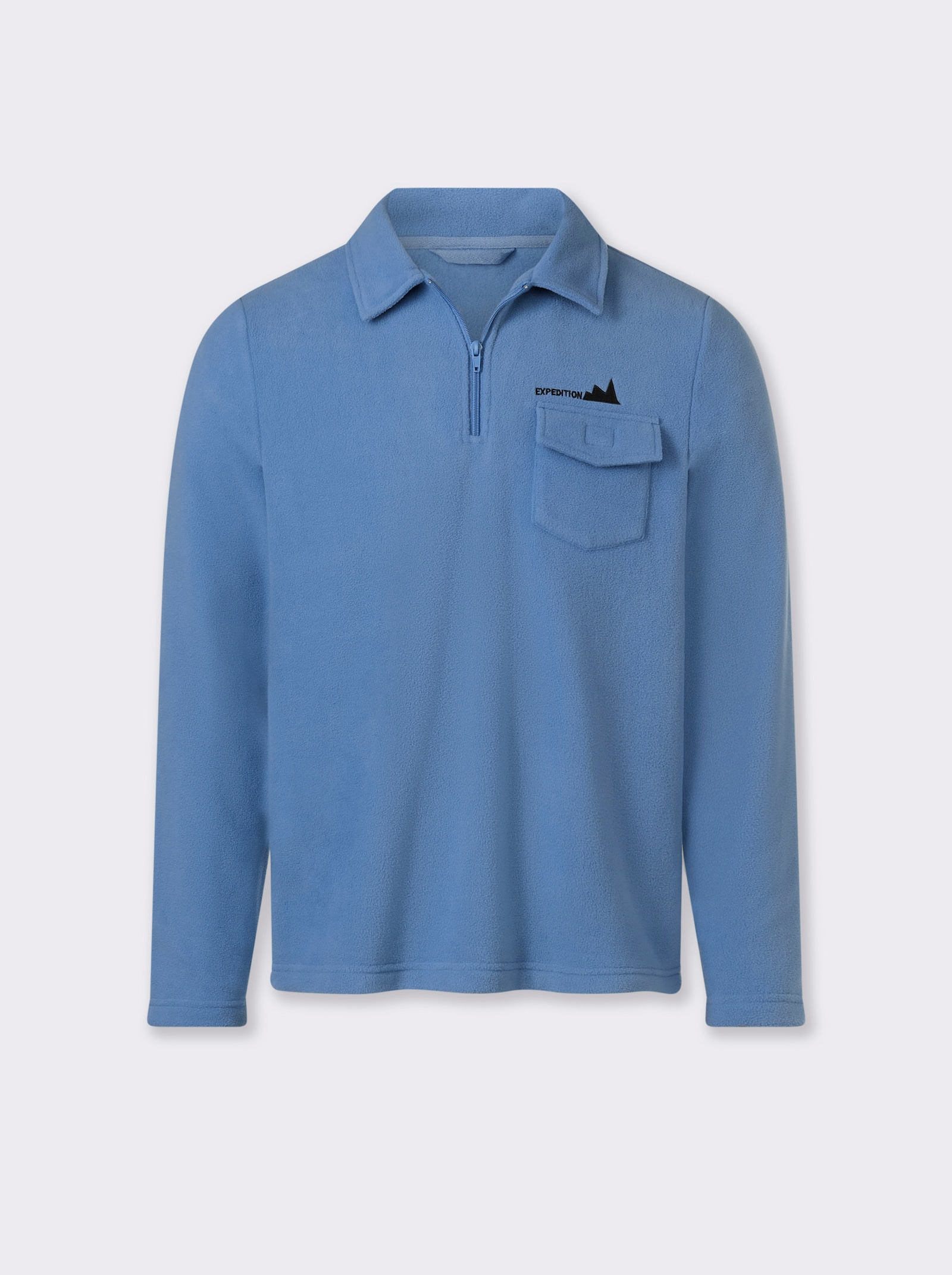 Catamaran Fleeceshirt mit Klettverschluss-Brusttasche - mittelblau